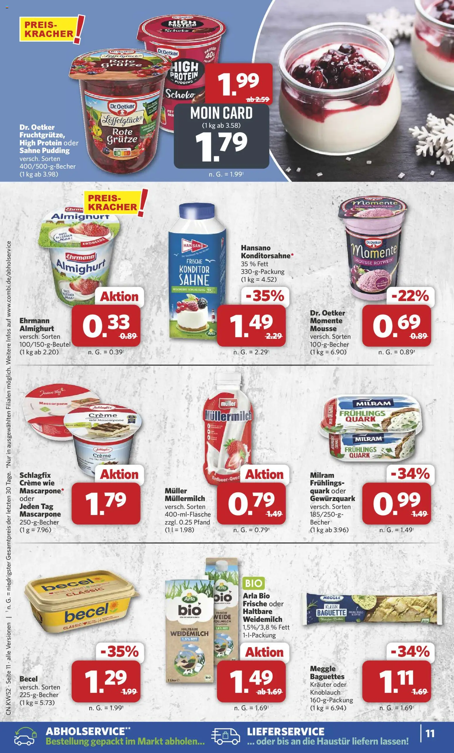Combi Prospekt 	 – gültig ab 22.12.2025 | Seite: 11 | Produkte: Quark, Rotwein, Pudding, Milram
