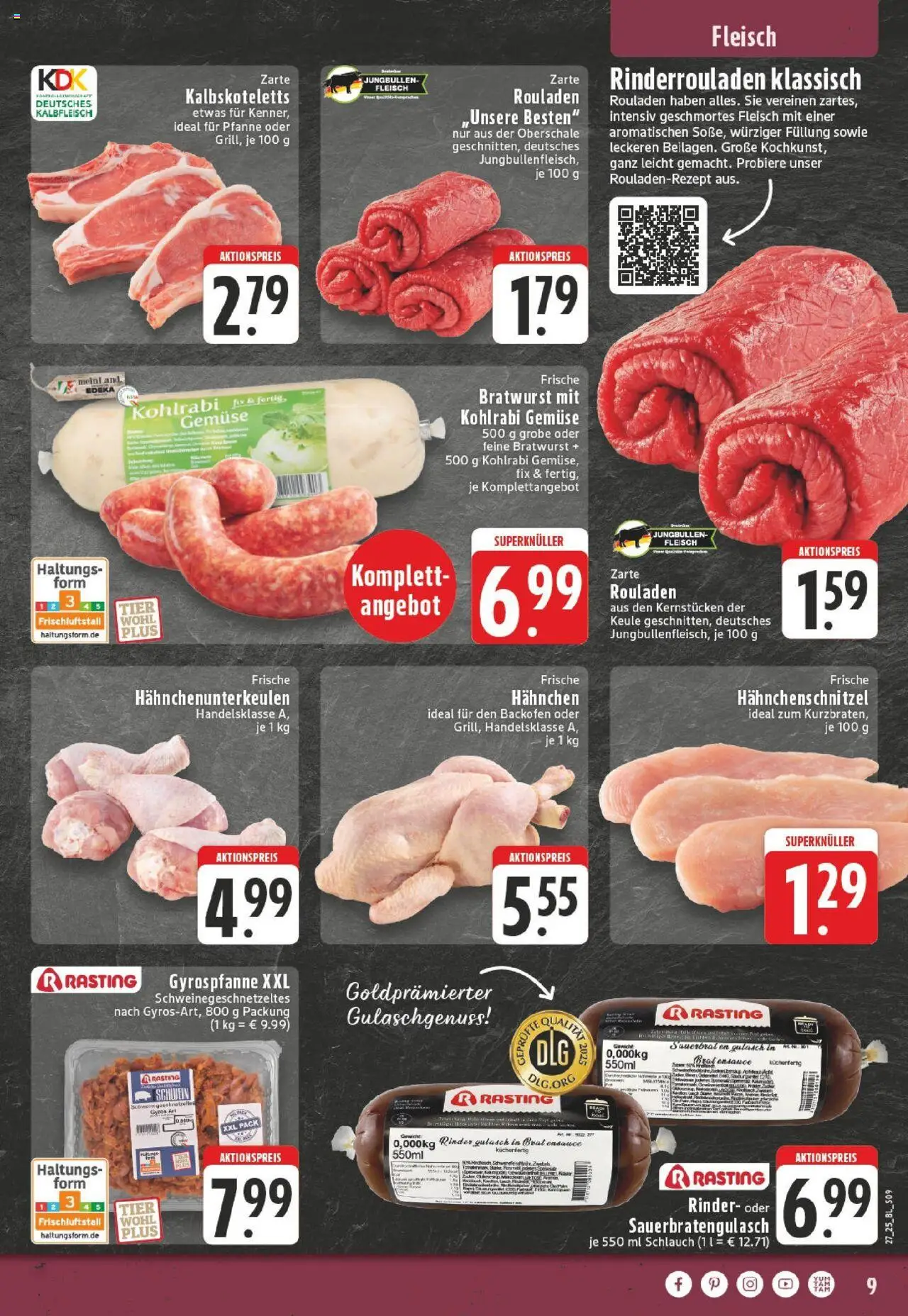 Edeka prospekt Mönchengladbach	 - gültig ab dem 29.06.2025 | Seite: 9 | Produkte: Hahnchen, Kohlrabi, Gyros, Gulasch