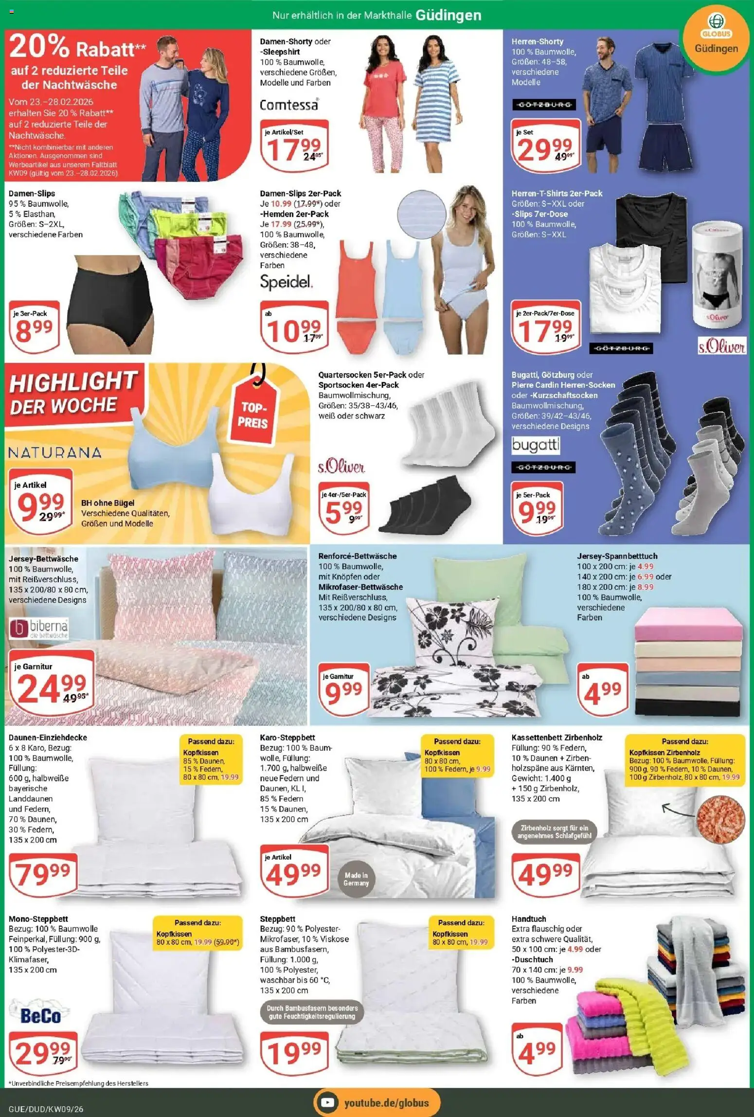 Globus Prospekt Saarbrücken-Güdingen – gültig ab 23.02.2026 | Seite: 23 | Produkte: Top, Gewicht, Bettwäsche, BH