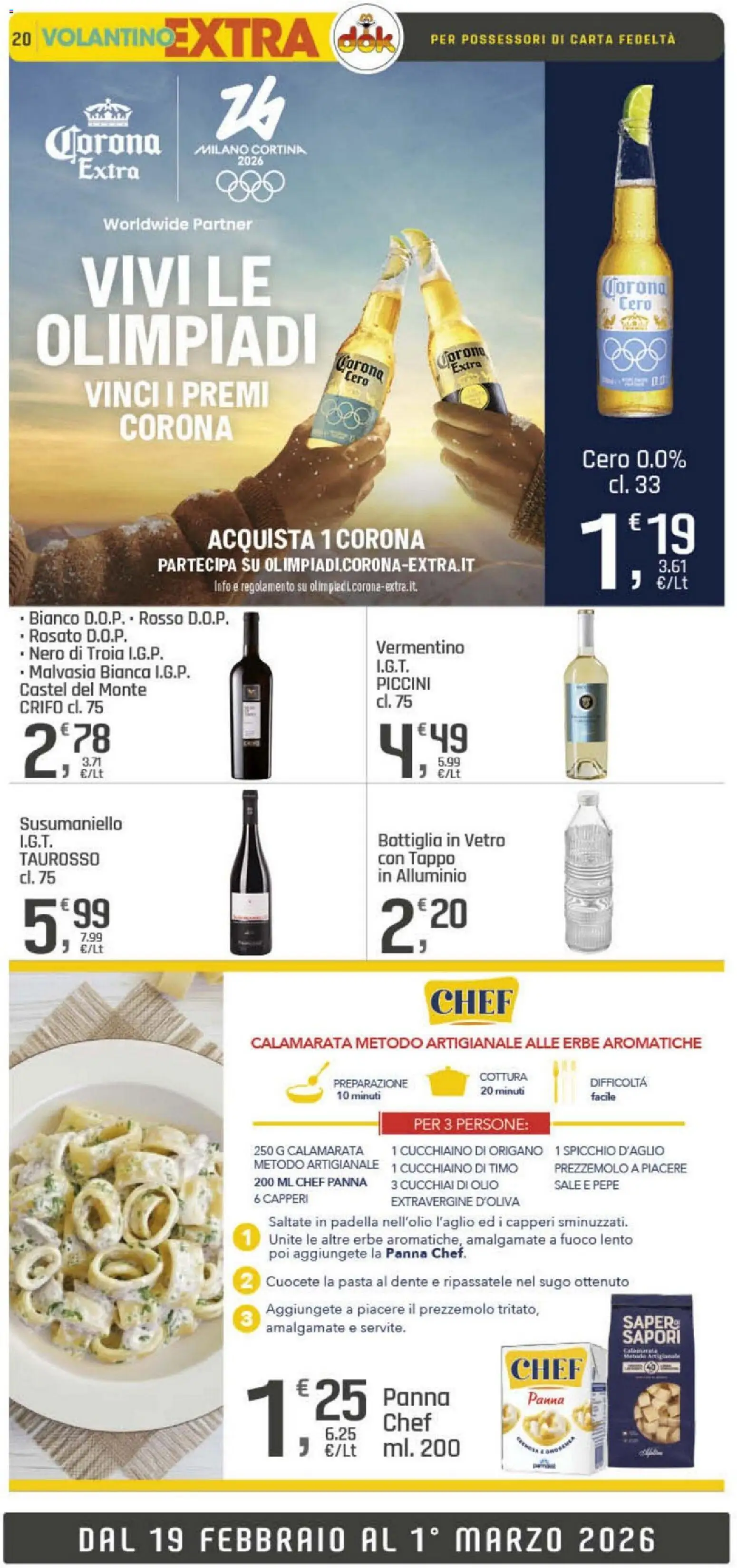 Volantino DOK del 19.02.2026 | Pagina: 20 | Prodotti: Sale, Olio, Pasta, Bottiglia
