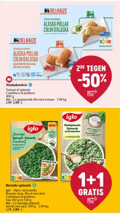 Smeuïge Spinazie • Épinards Fondants, bereid met ui cuisinés aux oignons - Voorbeeld van een folder van Delhaize, geldig van 30.10.2025 | Pagina: 24