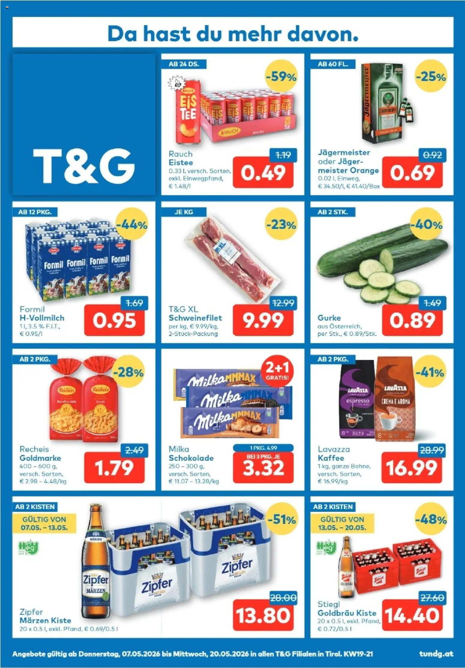 T&G Tirol gültig ab 07.05.2026 | Seite: 1 | Produkte: Kaffee, Schokolade
