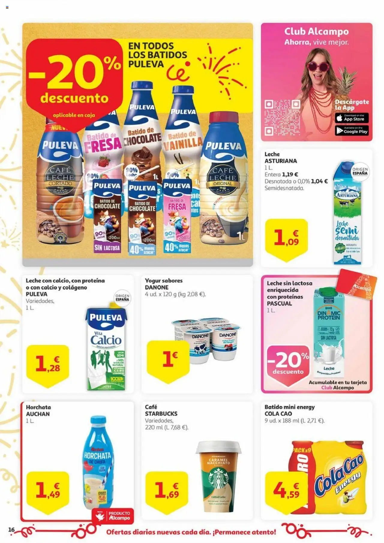 Alcampo -  Canarias │ válido desde el 17.06.2025 | Página: 16 | Productos: Café con leche, Leche, Yogur, Café