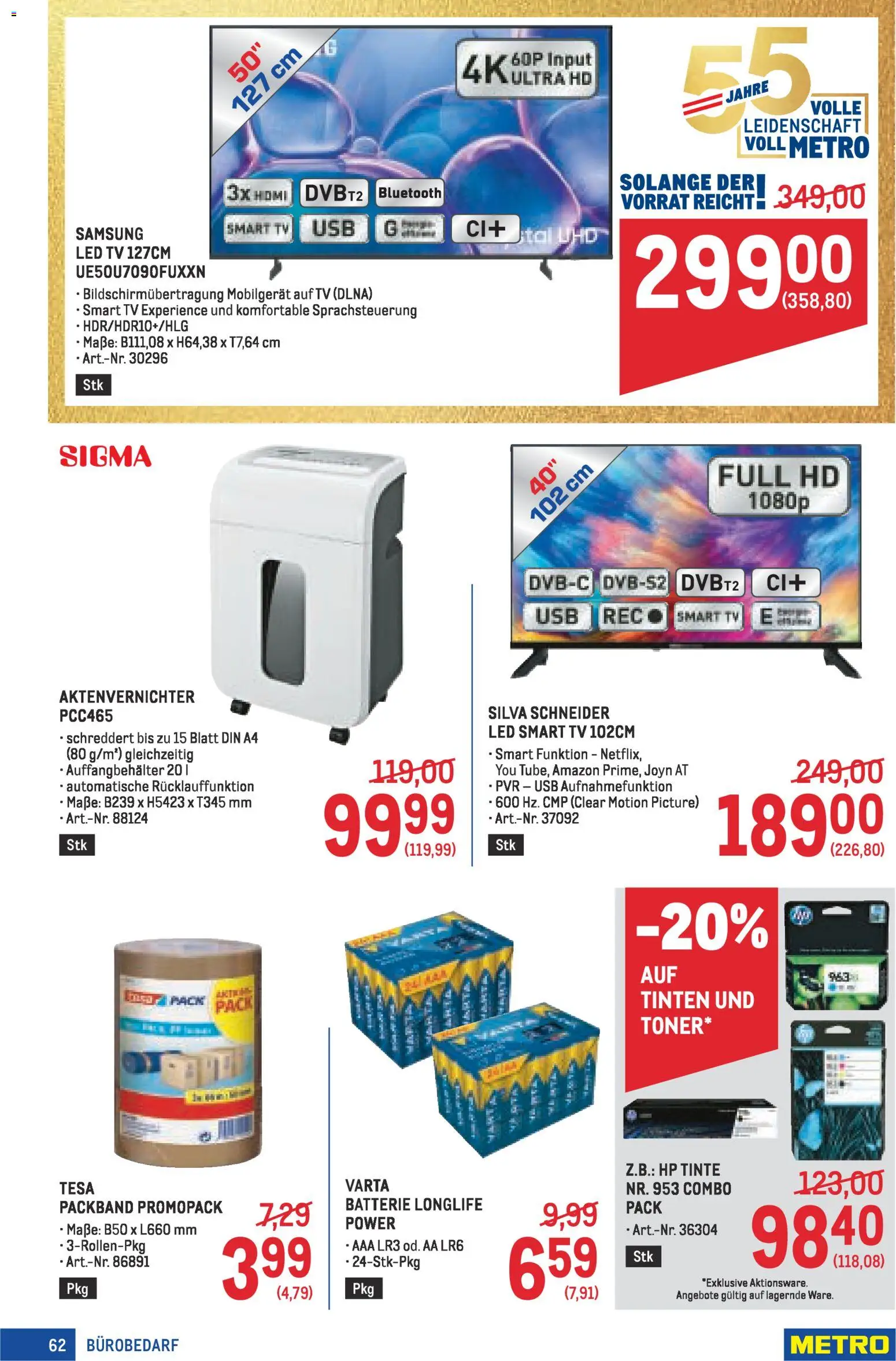 Metro angebote Profi gültig ab 30.04.2026 | Seite: 62 | Produkte: TV, USB, Aktenvernichter, Samsung