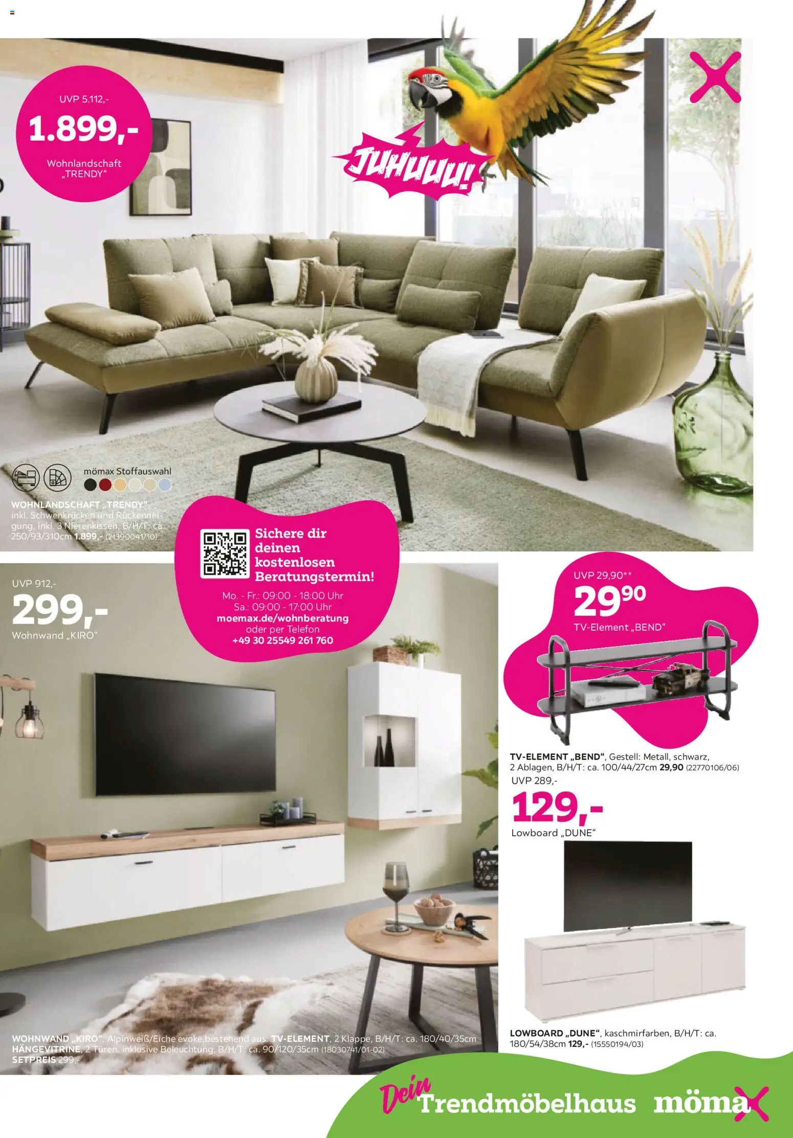 Mömax Prospekt 	 – gültig ab 16.02.2026 | Seite: 3 | Produkte: Wohnlandschaft, Wohnwand, Telefon, Uhr
