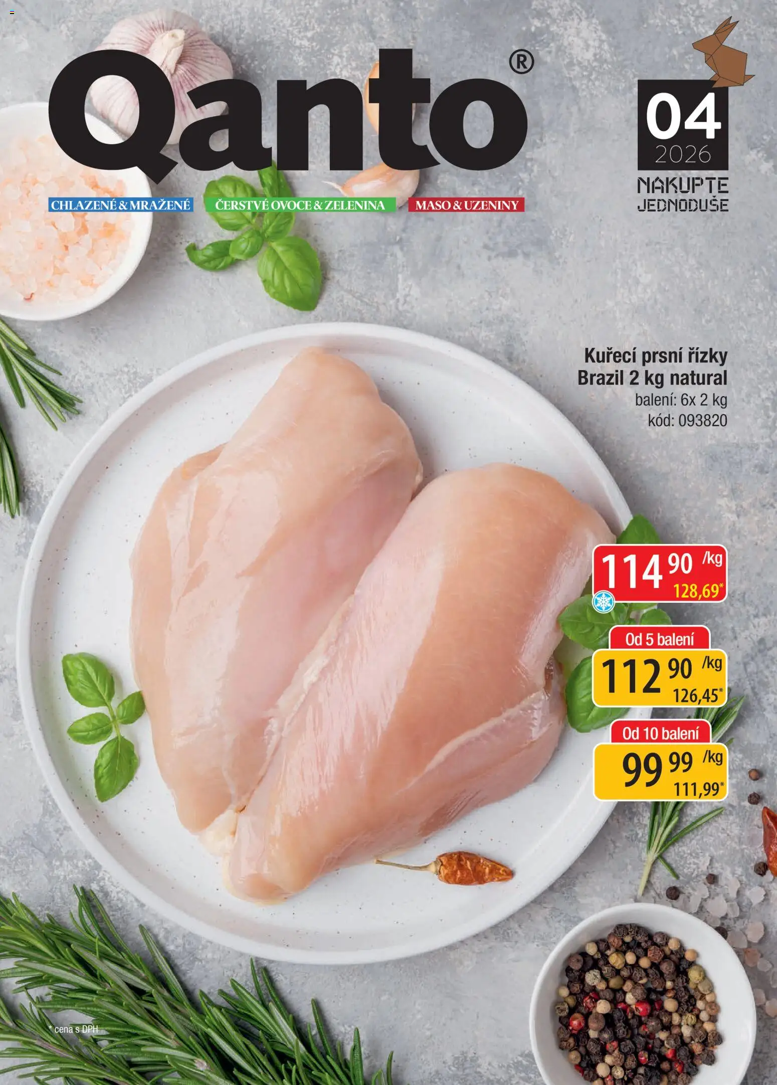 Astur & Qanto leták - Velkoobchod fresh 04/2026 od 01.04.2026 | Strana: 1 | Produkty: Ovoce, Kuřecí prsní řízky, Uzeniny, Maso