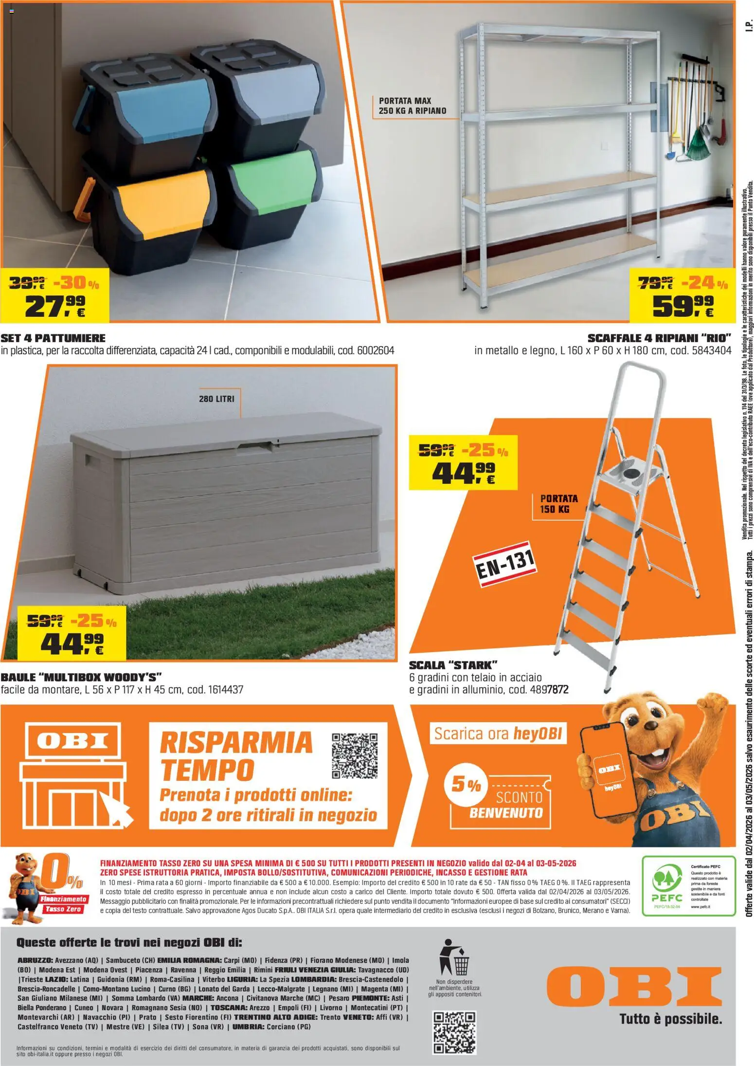 Volantino OBI del 02.04.2026 | Pagina: 14 | Prodotti: Ripiano, Scaffale, Scala, Baule