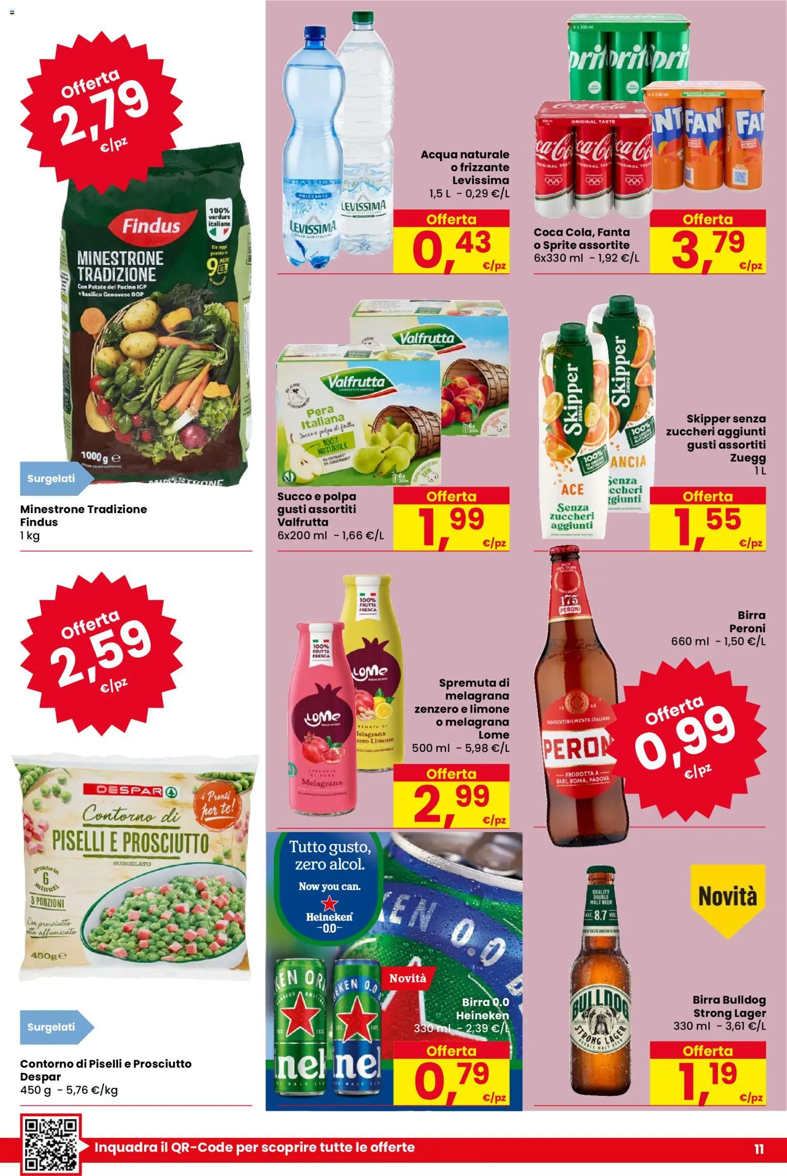 Volantino Despar del 05.03.2026 | Pagina: 11 | Prodotti: Succo, Pera, Acqua naturale, Piselli