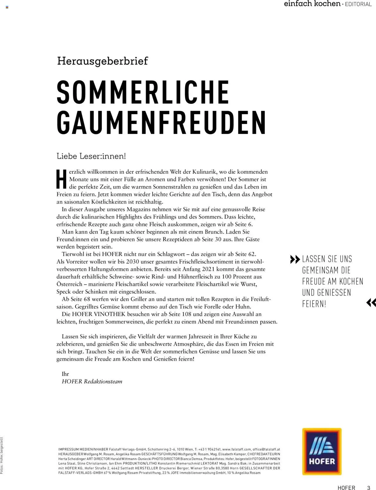 Hofer Einfach Kochen Frühling/Sommer 2025 gültig ab 22.05.2025 | Seite: 3 | Produkte: Gemüse, Tisch, Schinken, Hühnerfleisch