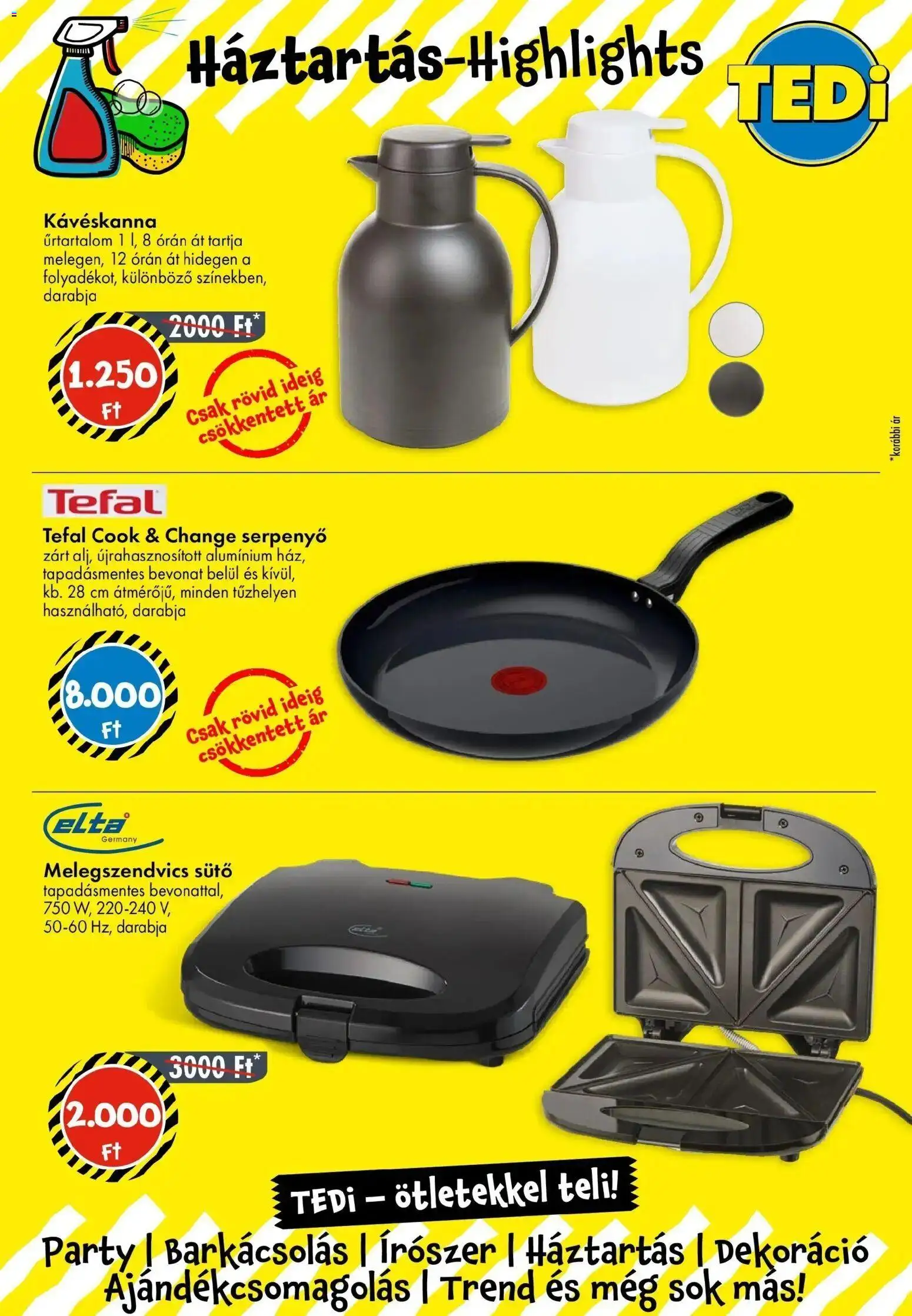 TEDi akciós ujság - amely érvényes a következő dátumtól: 20.02.2026 | Oldal: 9 | Termékek: Sütő, Tefal, Melegszendvics sütő, Dekoráció