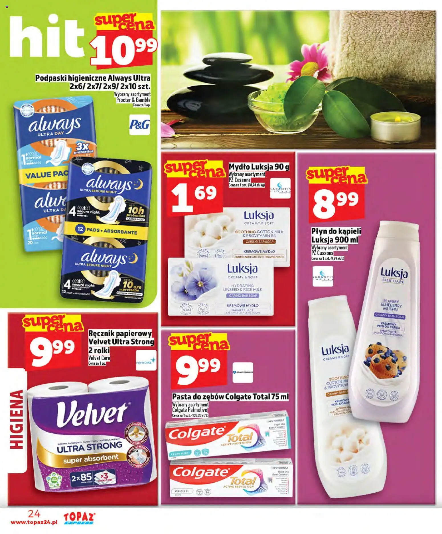 Topaz Gazetka - Express od 02.01.2026 | Strona: 24 | Produkty: Rolki, Płyn do kąpieli, Podpaski, Ręcznik papierowy