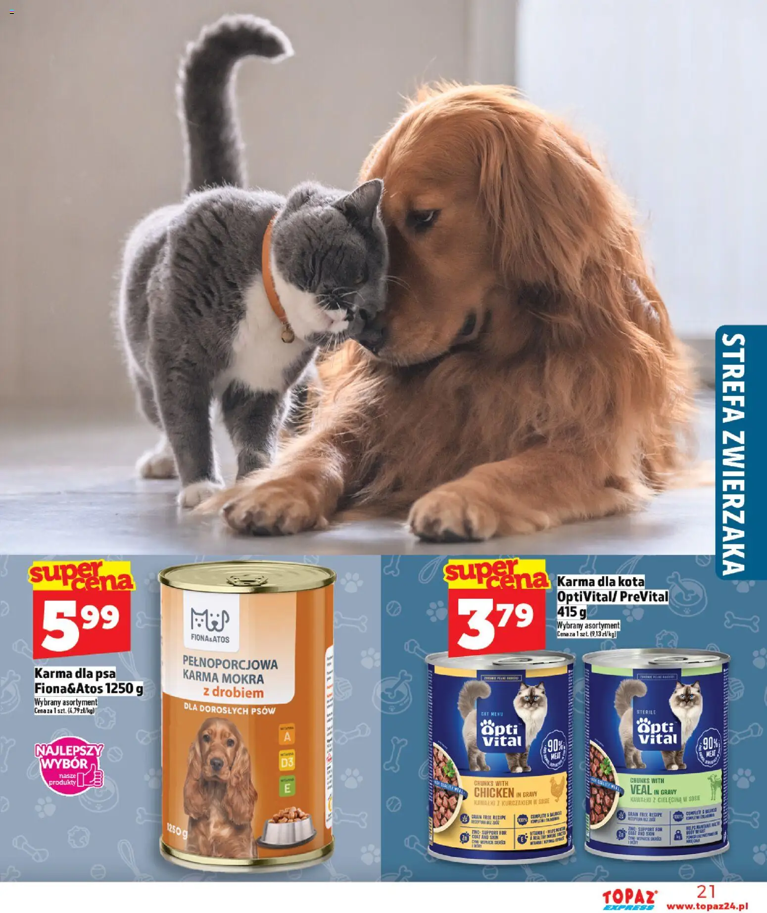 Topaz gazetka - Express od 09.04.2026 | Strona: 21 | Produkty: Karma dla kota, Karma dla psa