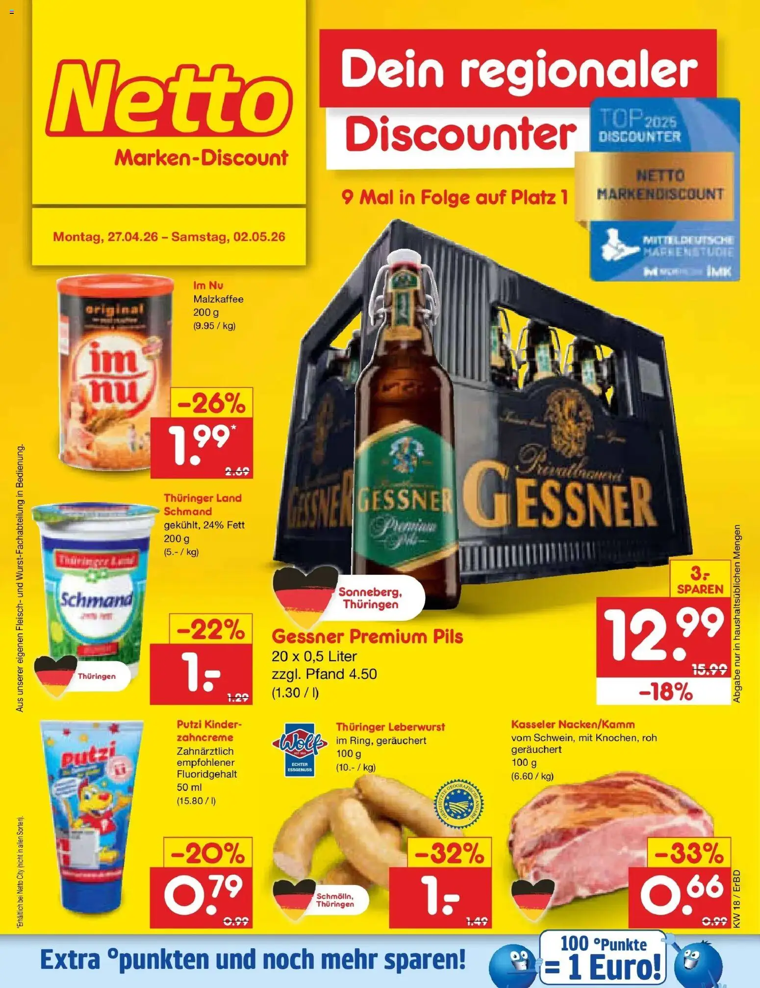 Netto Marken-Discount Prospekt Jena-Lobeda	 – gültig ab 27.04.2026 | Seite: 32 | Produkte: Top, Pils, Fleisch