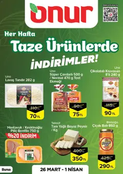 26.03.2026 tarihinden itibaren geçerli olan Onur Market kataloğu önizlemesi