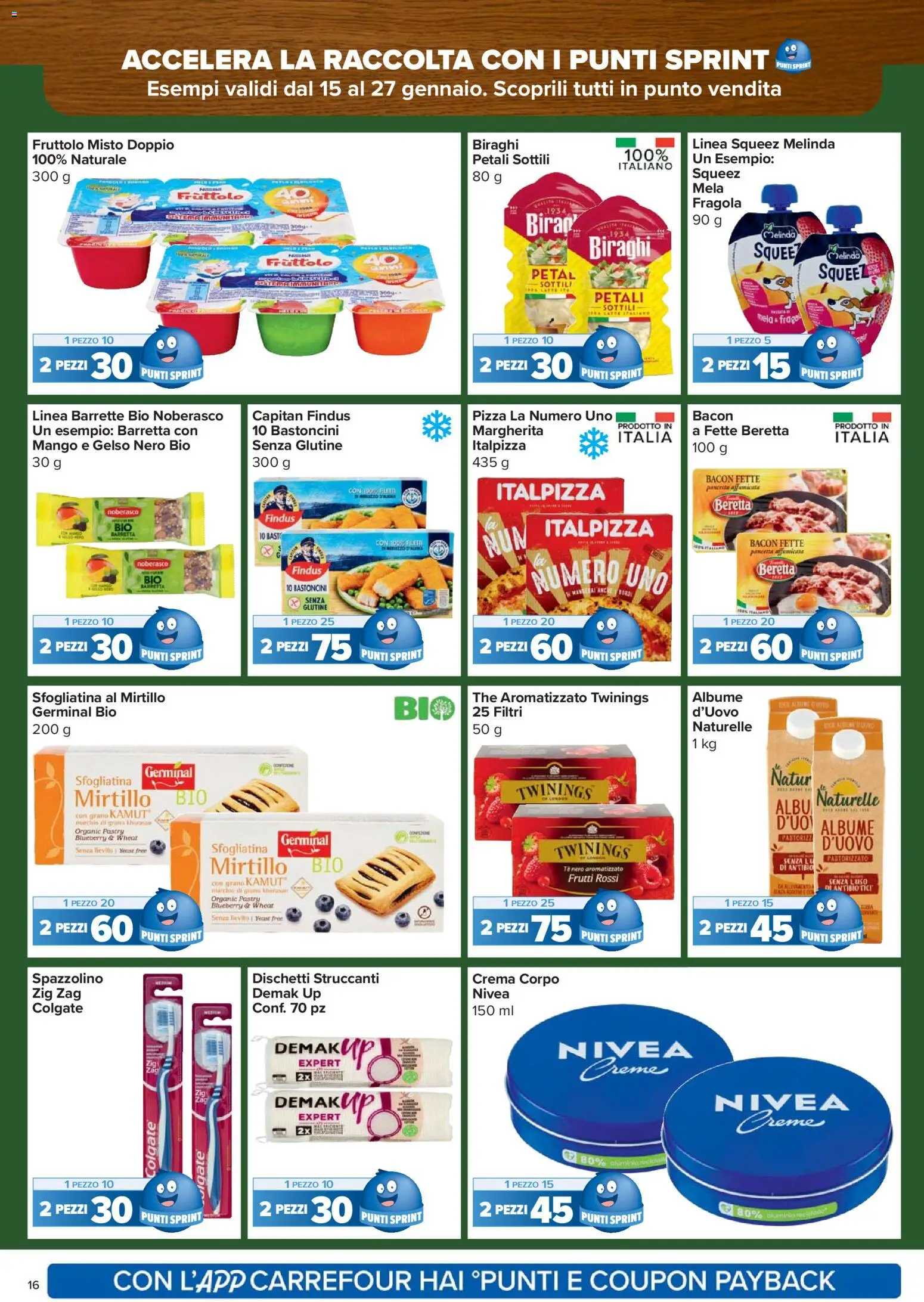 Volantino Carrefour del 15.01.2026 | Pagina: 16 | Prodotti: Pizza, Spazzolino, Tè, The