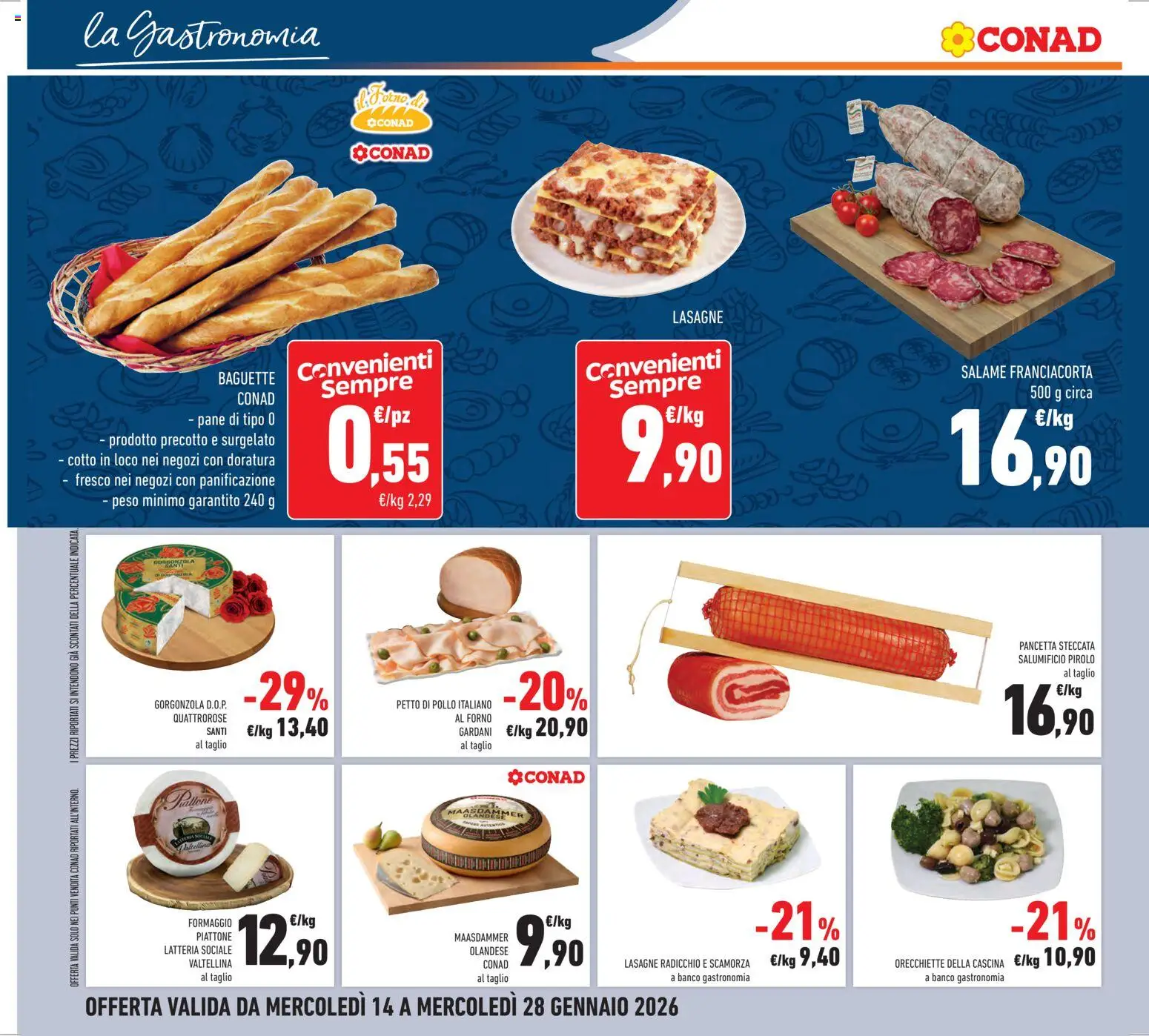 Volantino Conad del 14.01.2026 | Pagina: 26 | Prodotti: Pane, Salame, Pancetta, Gorgonzola