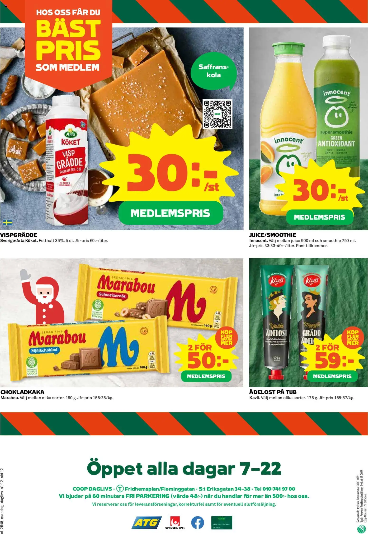 Coop Daglivs reklamblad aktuell från 24.11.2025 | Sida: 12 | Produkter: Visp, Juice, Spel, Vispgrädde