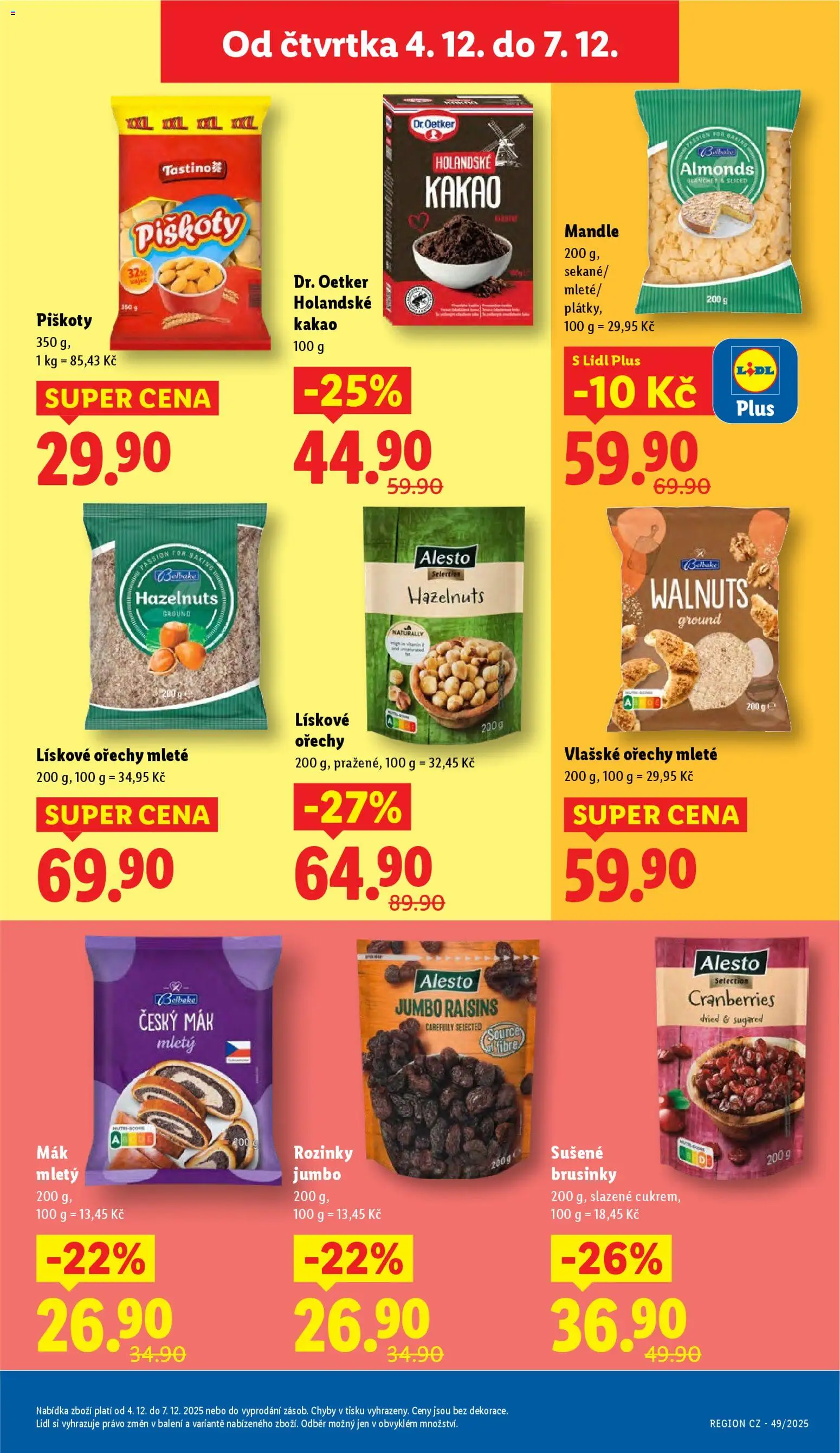 Lidl leták od 04.12.2025 | Strana: 29 | Produkty: Sušené brusinky, Ořechy, Brusinky, Kakao
