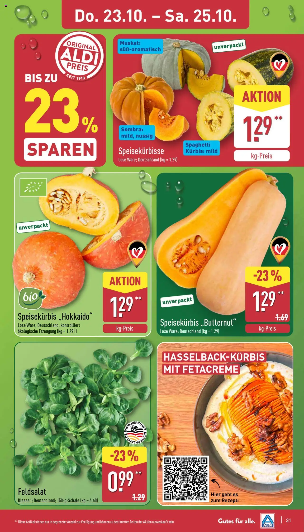 Aldi Prospekt 	 – gültig ab 20.10.2025 | Seite: 31 | Produkte: Kürbis