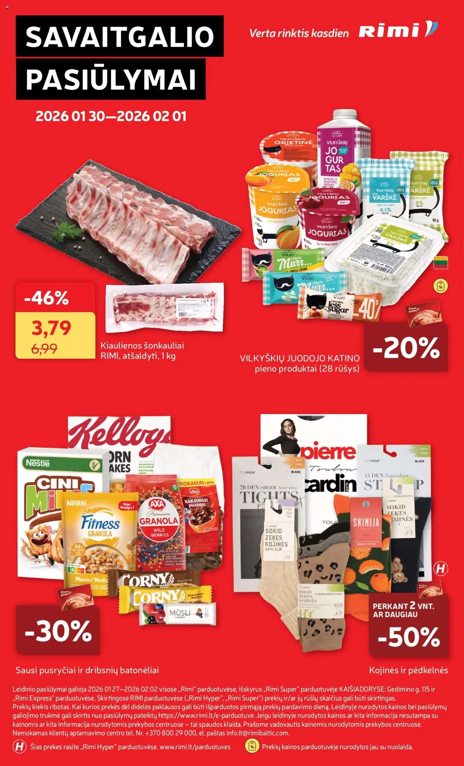 Rimi akcijos nuo 27.01.2026 | Puslapis: 29 | Prekių: Pėdkelnės, Kiaulienos, Kojinės, Grietinė