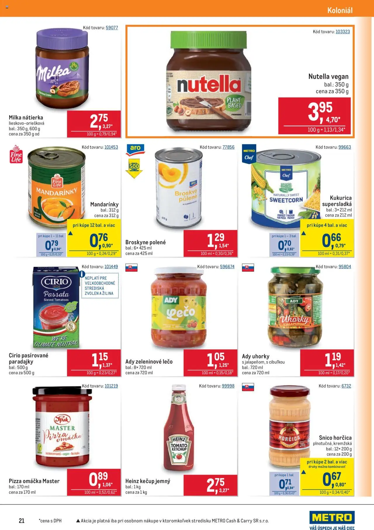 Nové Metro akcie – leták je platný od 10.09.2025 | Strana: 21 | Produkty: Pizza, Kečup, Kukurica, Uhorky
