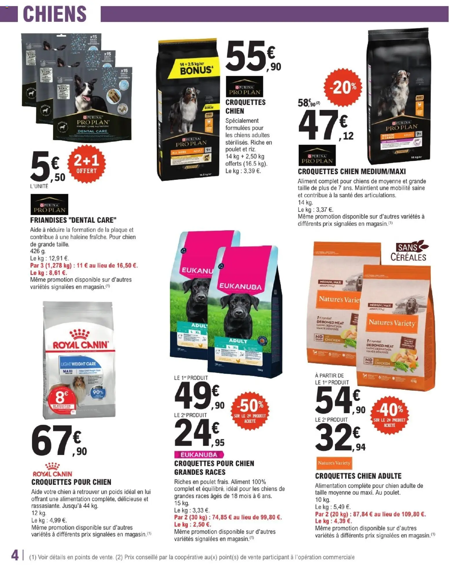 {H1} | Page: 4 | Produits: Poids, Croquettes pour chien, Viande, Céréales