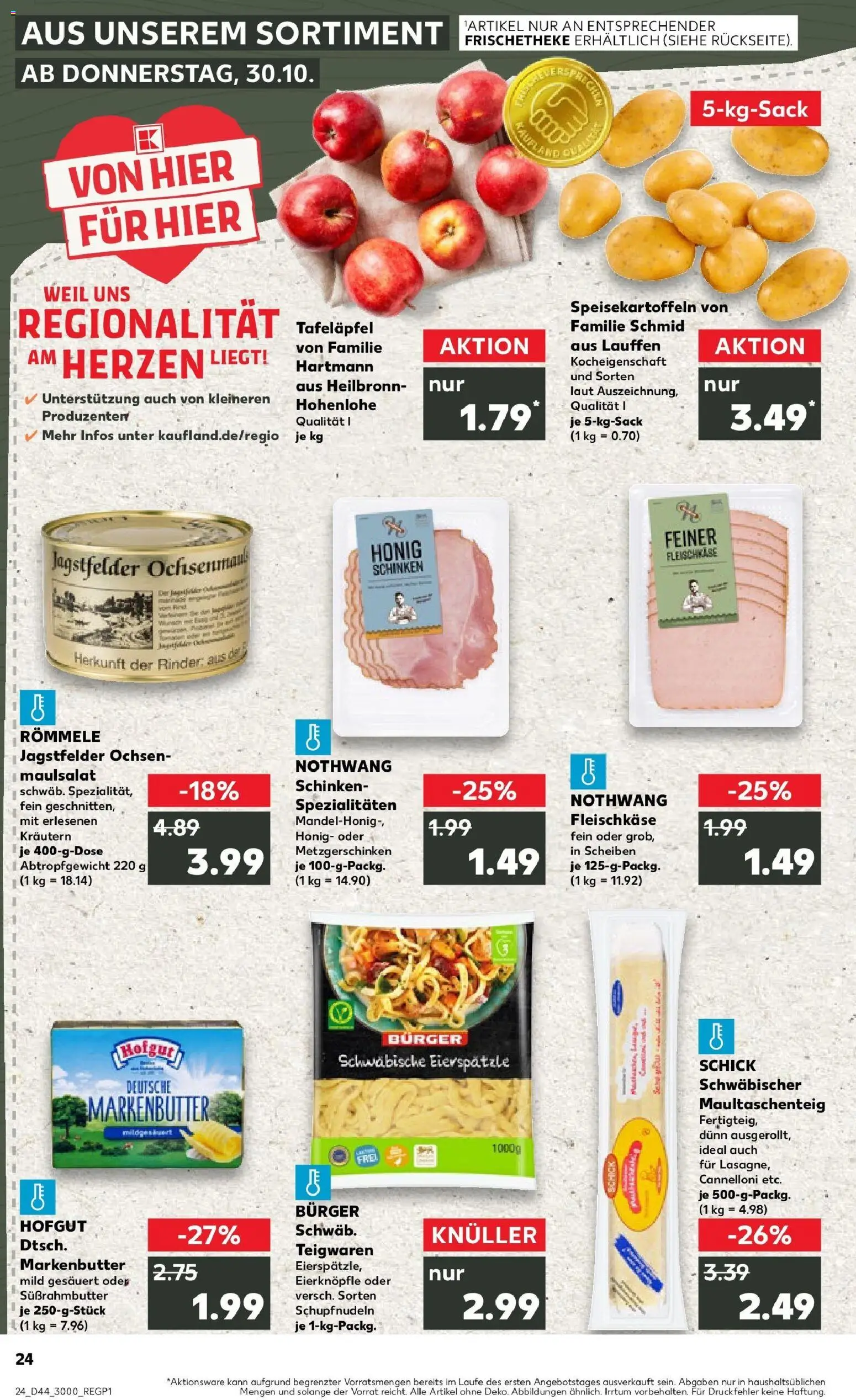 Kaufland prospekt Heilbronn	 – gültig ab 30.10.2025 | Seite: 24 | Produkte: Butter, Burger, Pasta, Schinken