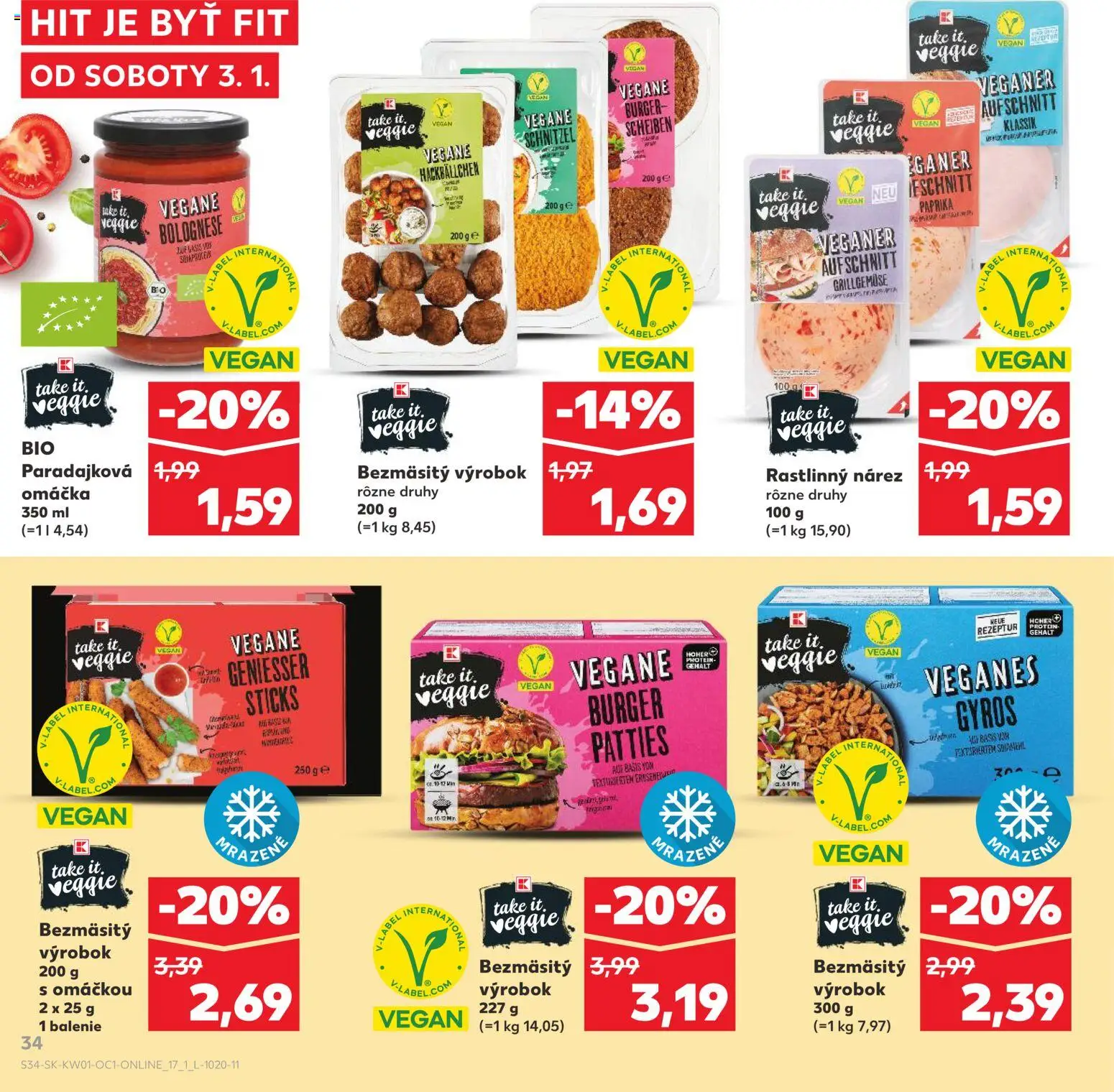 Kaufland SK akciós ujság - amely érvényes a következő dátumtól: 03.01.2026 | Oldal: 34 | Termékek: Protein, Vegán