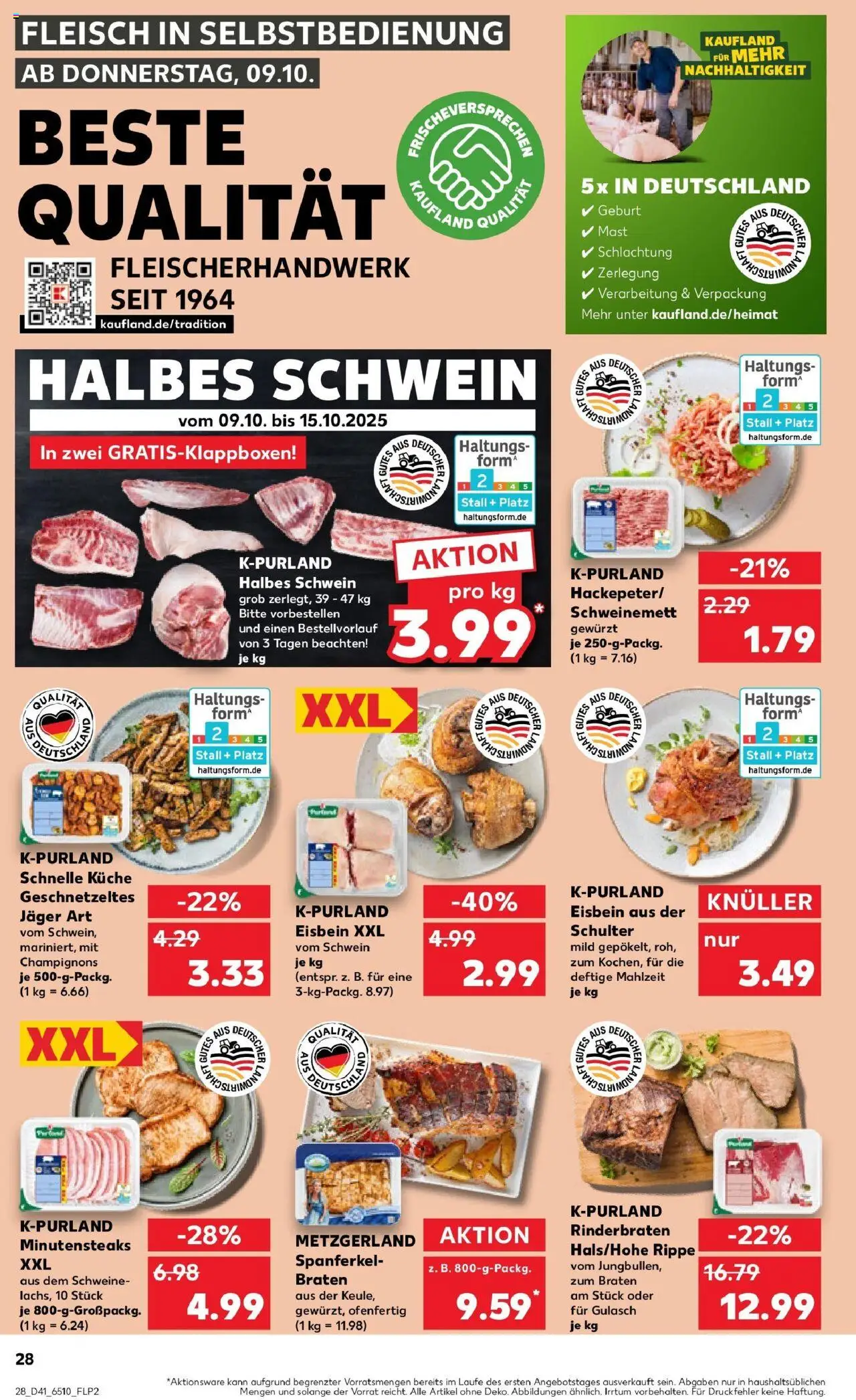 Kaufland prospekt Emmerich Am Rhein	 – gültig ab 09.10.2025 | Seite: 28 | Produkte: Rinderbraten, Küche, Gulasch, Fleisch