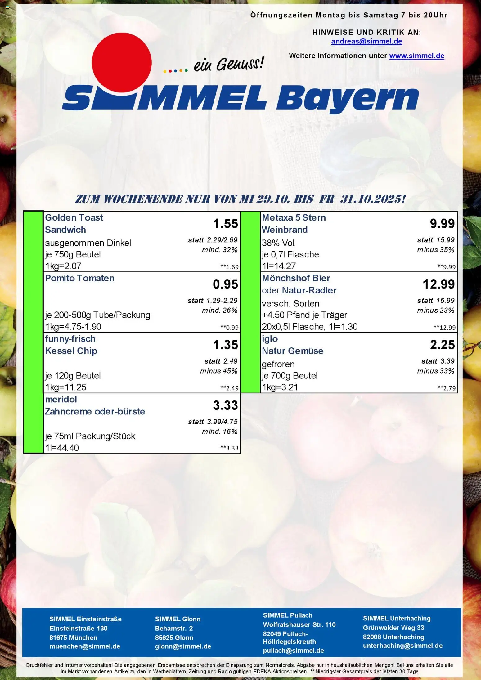 Simmel - Bayern – gültig ab 27.10.2025 | Seite: 10 | Produkte: Bier, Iglo, Gemüse, Radio