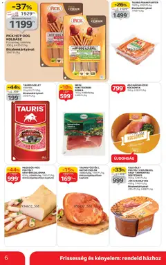 Auchan - Akciós újság Szupermarket - amely érvényes a következő dátumtól: 30.10.2025 | Oldal: 6 | Termékek: Pick, Kenyérszalonna, Sonka, Sertéshús