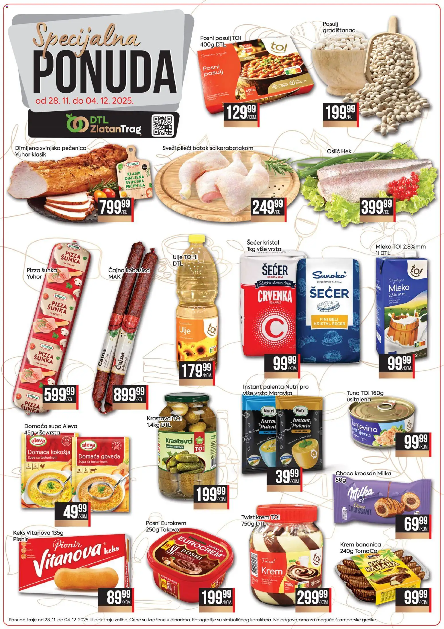 Zlatan Trag katalog - važi od 28.11.2025 | Strana: 1 | Proizvode: Šećer, Oslić, Pileći batak, Pečenica
