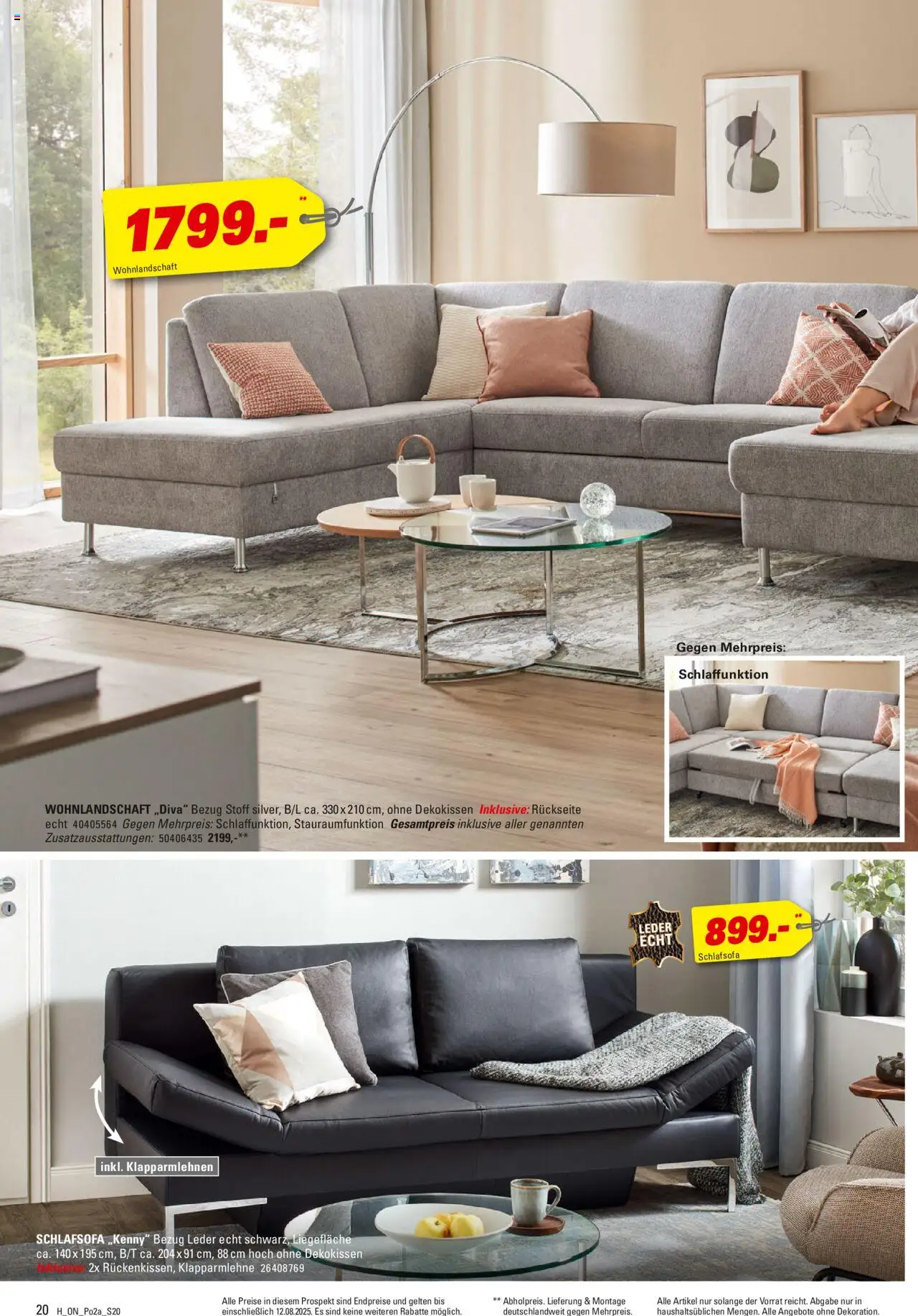 Höffner - Polster Spezial - gültig ab dem 30.07.2025 | Seite: 20 | Produkte: Wohnlandschaft, Schlafsofa