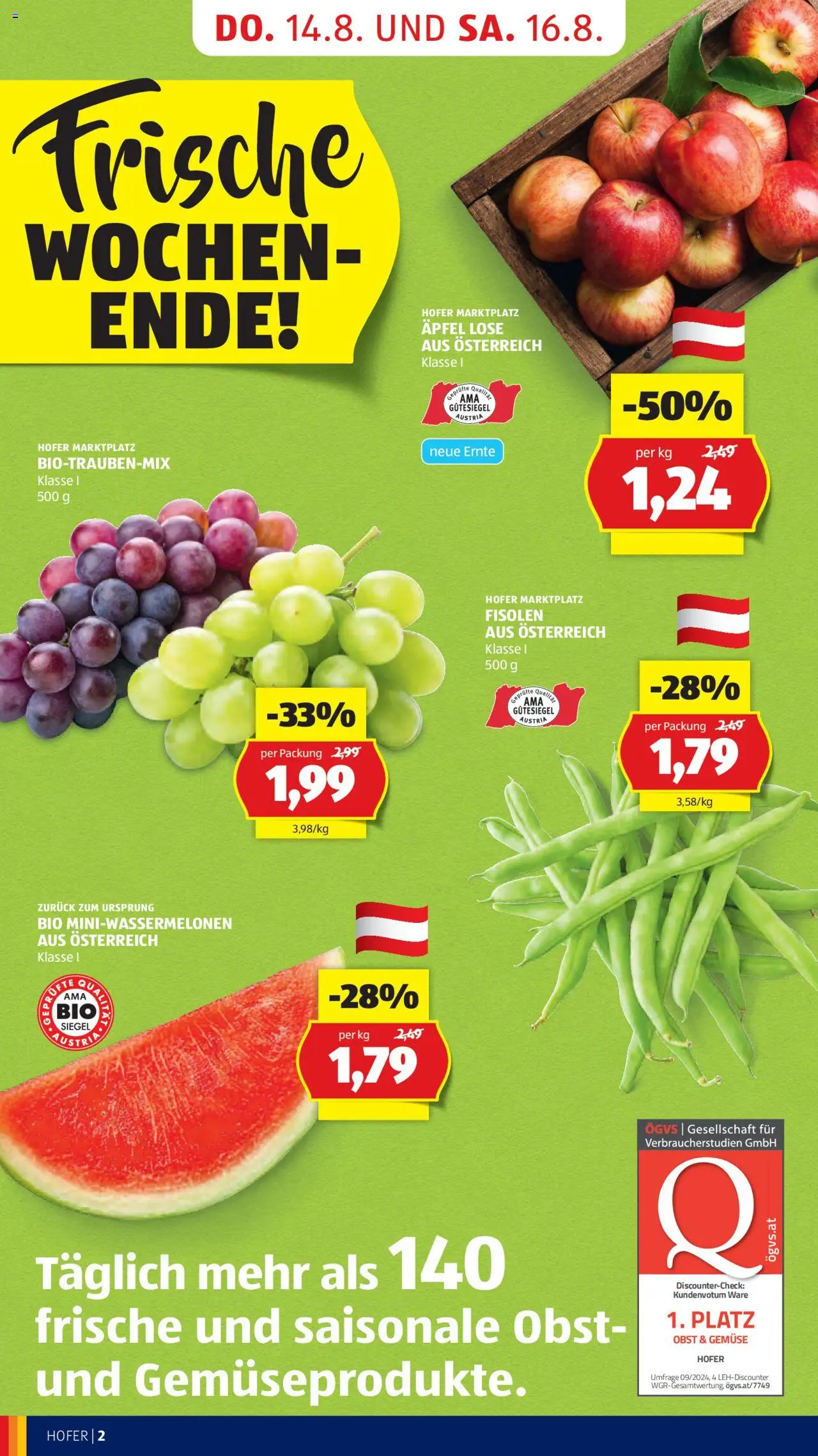 Hofer Flugblatt gültig ab 14.08.2025 | Seite: 4 | Produkte: Gemüse, Obst, Äpfel