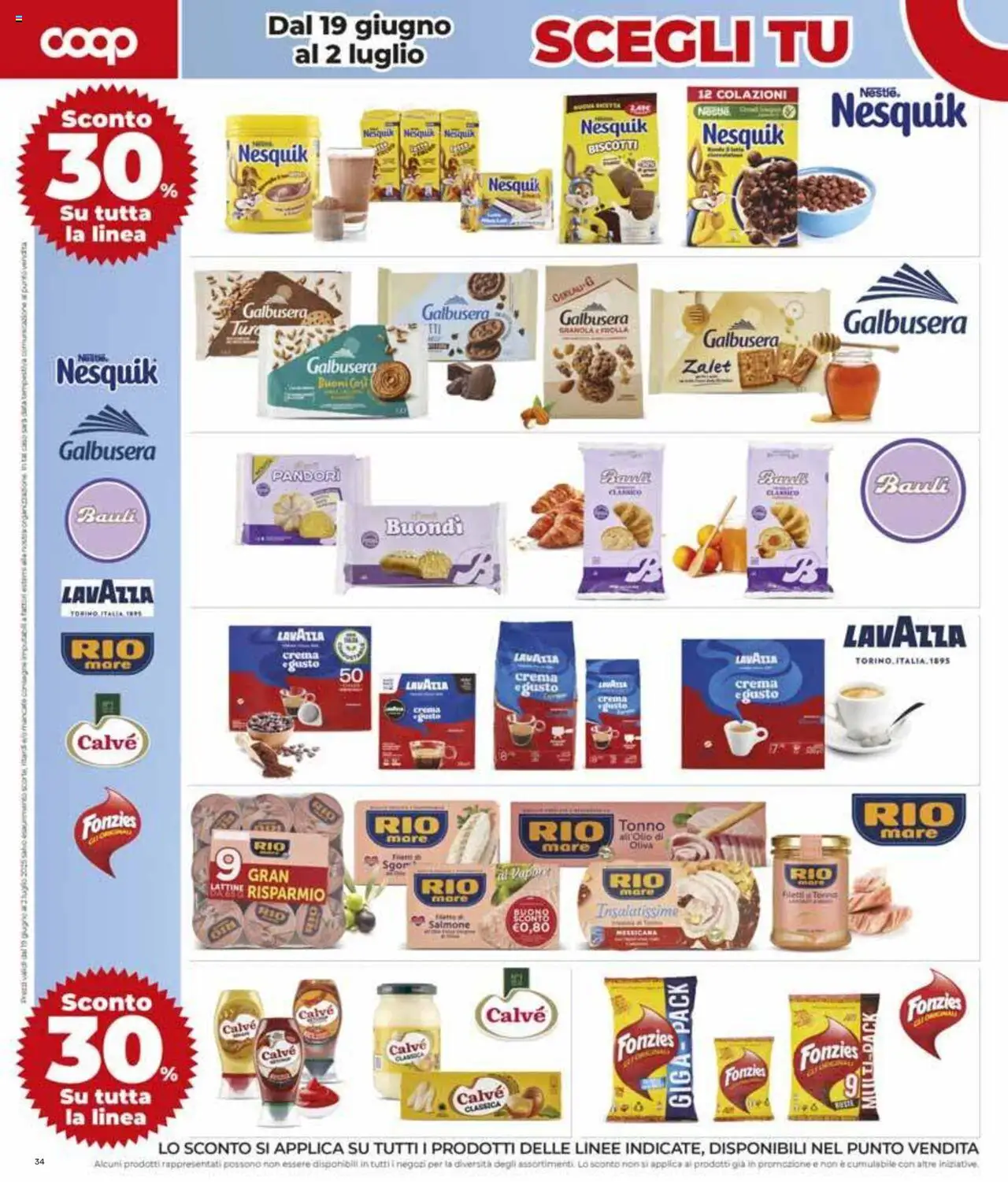 Volantino COOP del 12.06.2025 | Pagina: 34 | Prodotti: Salmone, Tonno, Lavazza, Sgombro