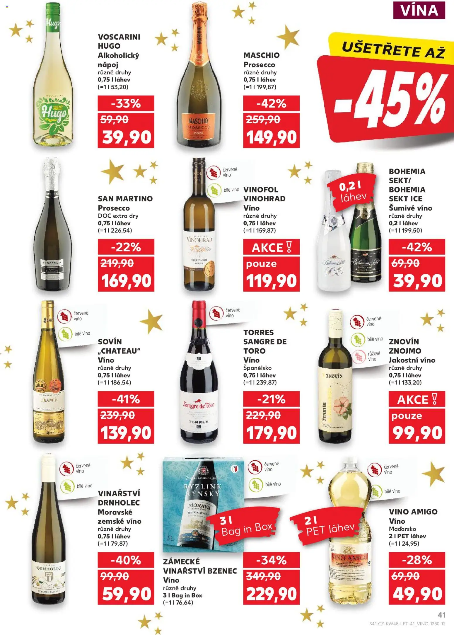 Kaufland leták - Plzeň od 26.11.2025 | Strana: 41 | Produkty: Bílé víno, Box, Víno, Prosecco DOC