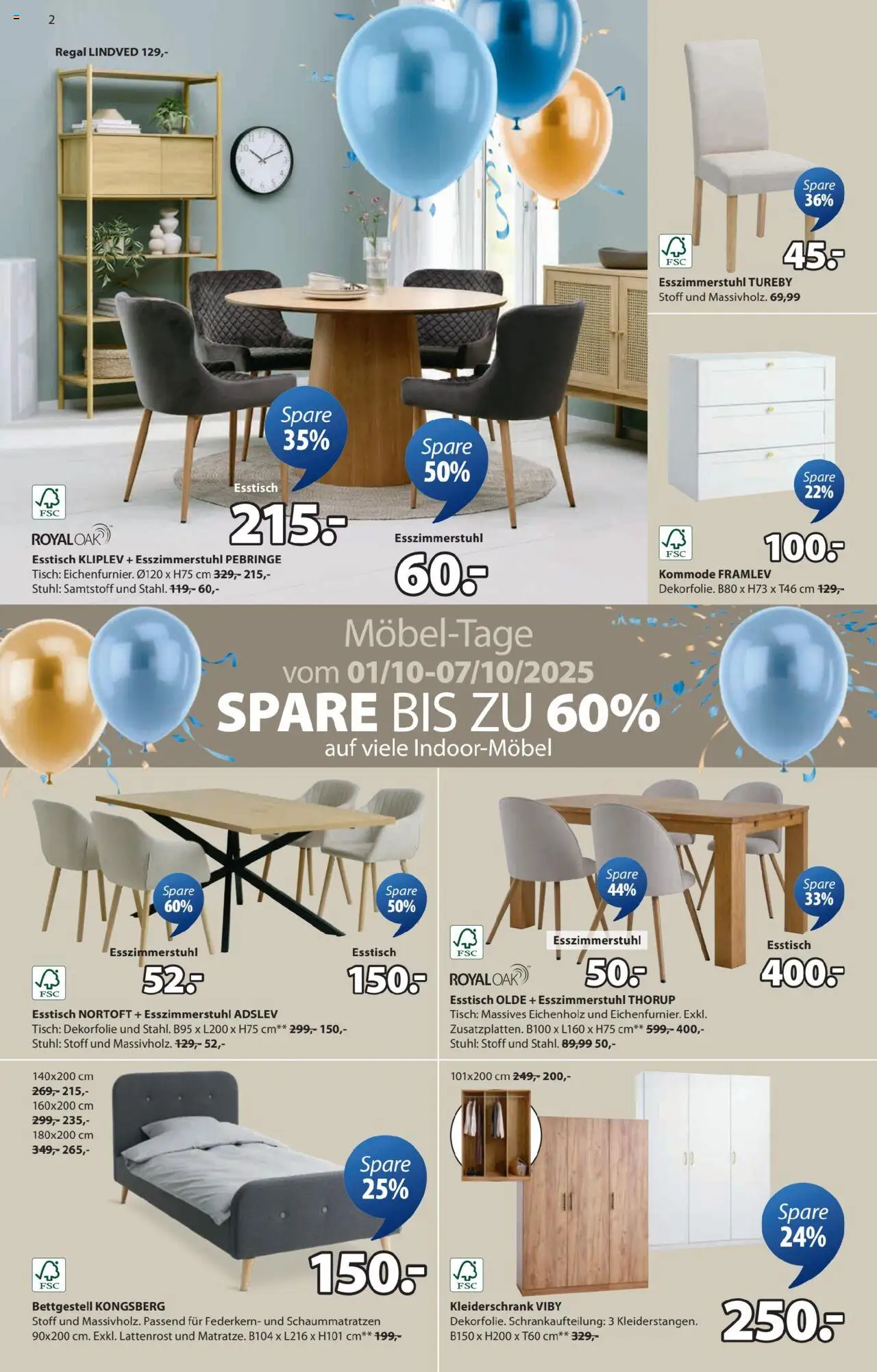 JYSK Angebote gültig ab 01.10.2025 | Seite: 2 | Produkte: Kommode, Regal, Tisch, Stuhl
