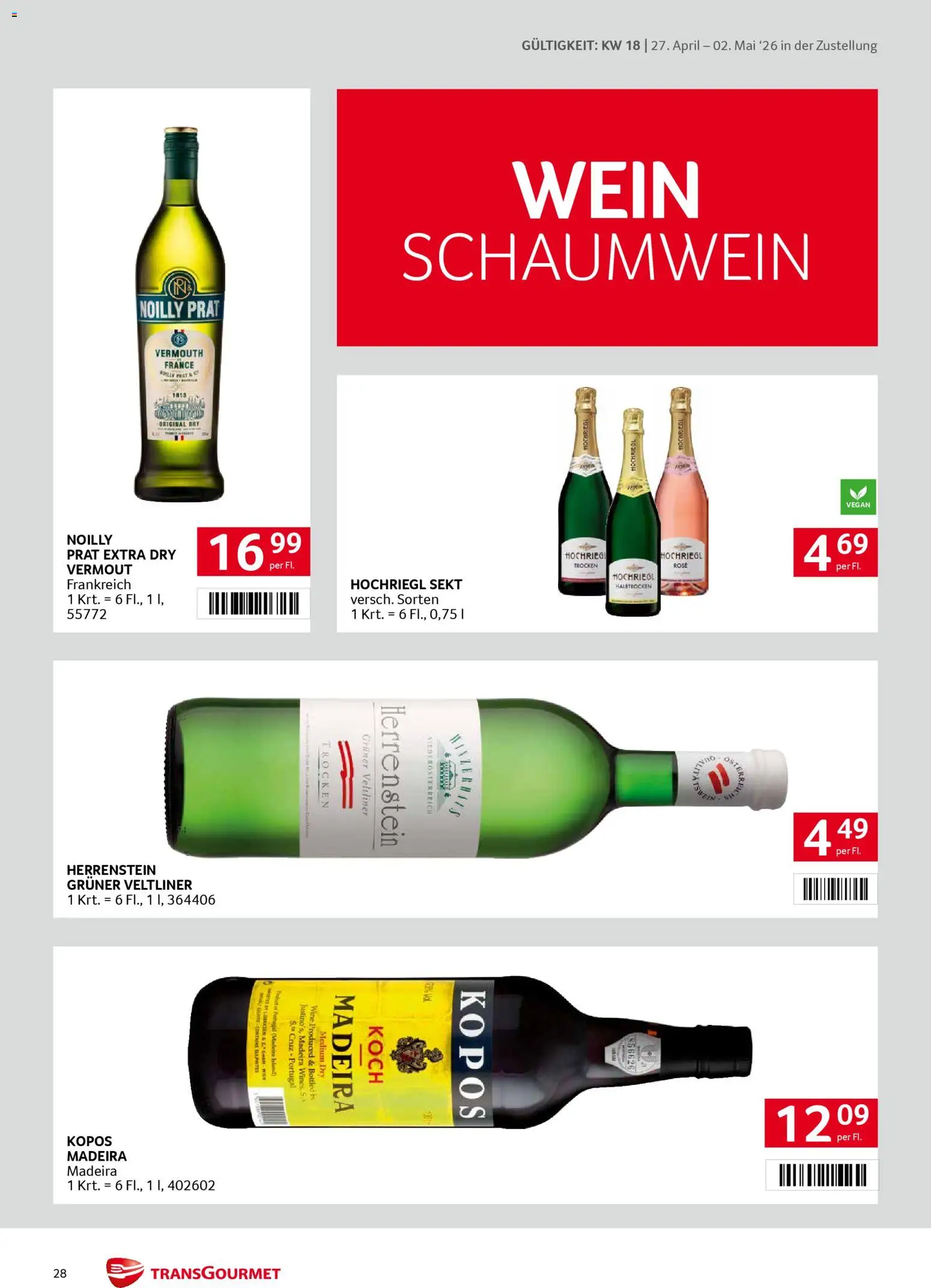 Transgourmet Zustellaktion gültig ab 27.04.2026 | Seite: 28 | Produkte: Wein