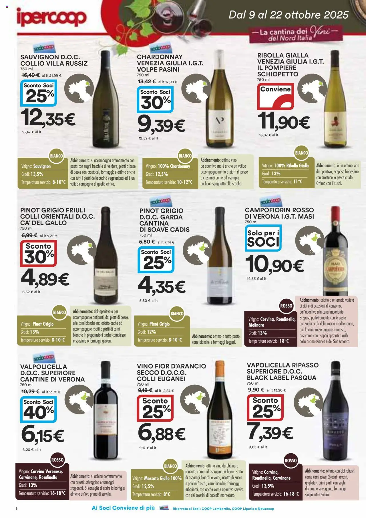 Volantino Ipercoop del 09.10.2025 | Pagina: 8 | Prodotti: Vino, Crostini, Asparagi, Aperitivo