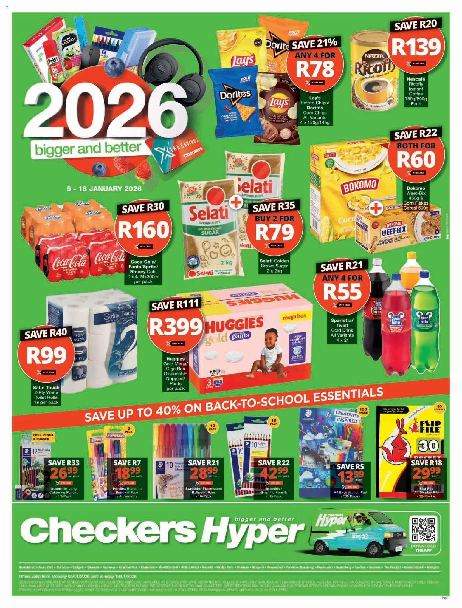 New Checkers catalogue – valid from 05.01.2026 | Page: 1 | Products: Corn, Pencil, Box, Sugar
