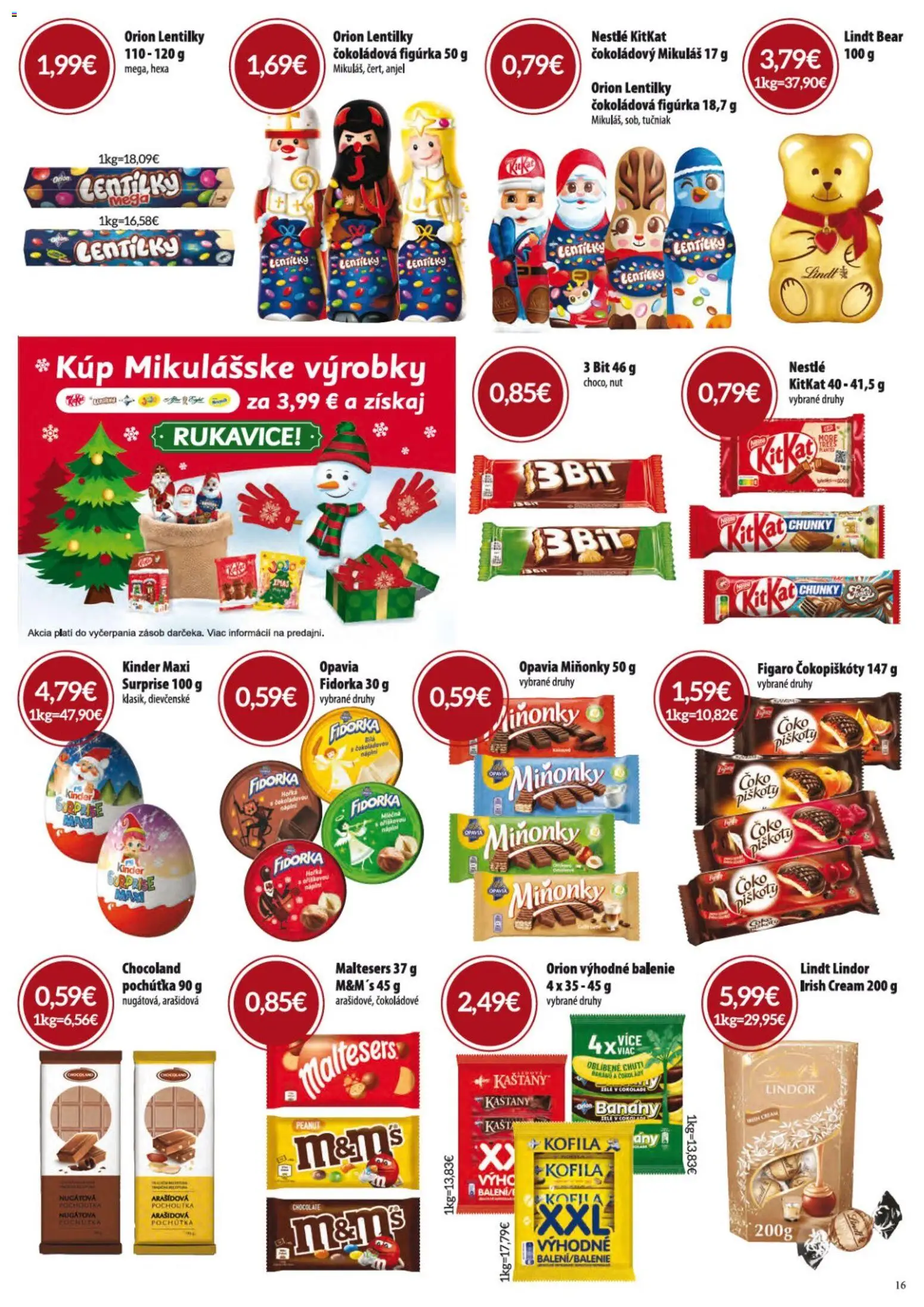 Nové KARMEN CBA akcie – leták je platný od 06.11.2025 | Strana: 16 | Produkty: Banány, Lindor, Lindt, Kinder