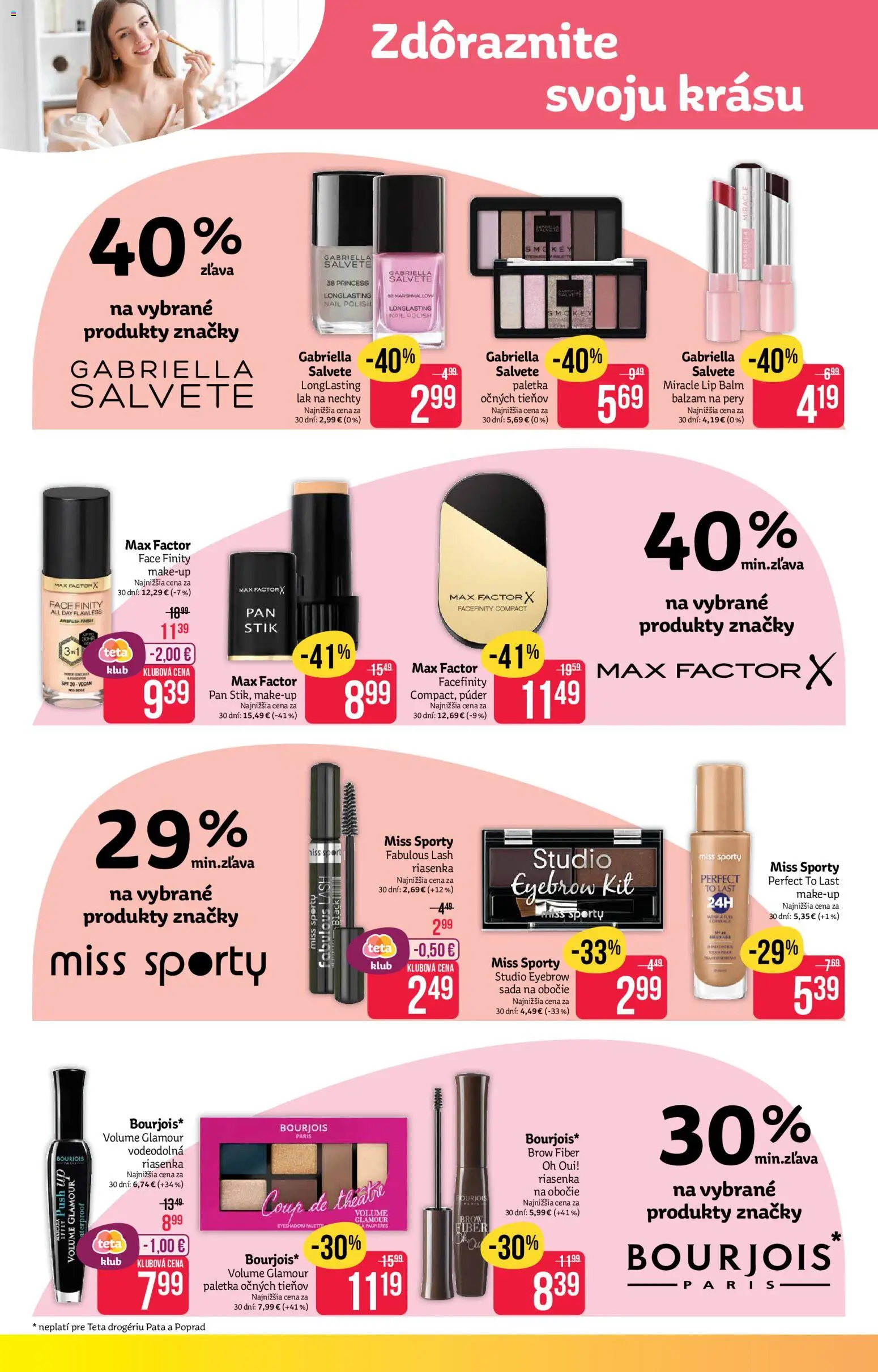 Nové Teta drogerie akcie – leták je platný od 27.04.2026 | Strana: 2 | Produkty: Púder, Riasenka, Lak na nechty