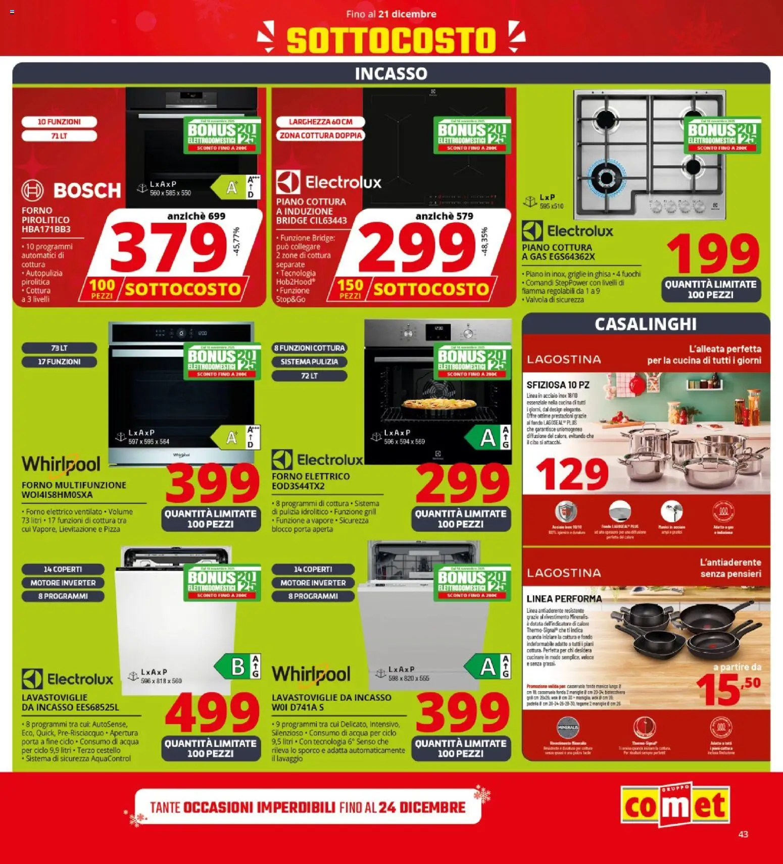 Volantino Comet del 12.12.2025 | Pagina: 43 | Prodotti: Bistecchiera, Piano cottura, Lavastoviglie, Casseruola