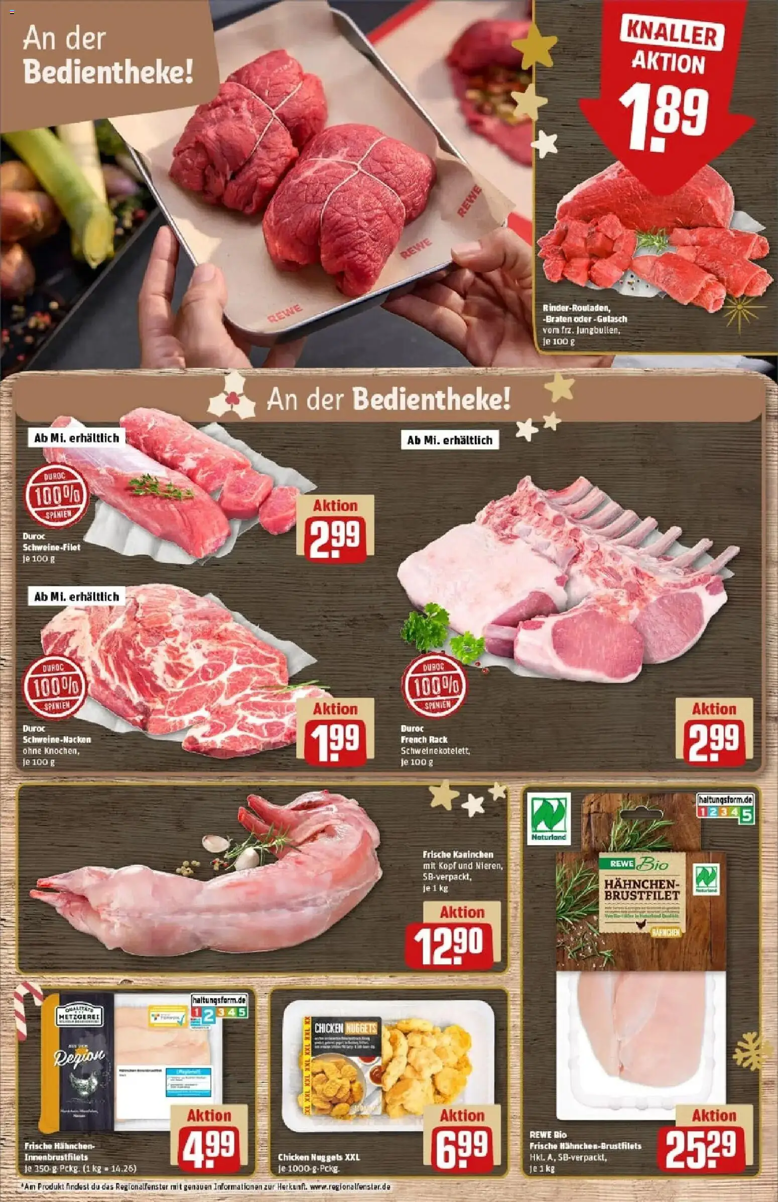Rewe prospekt Köln / Bickendorf	 – gültig ab 23.11.2025 | Seite: 10 | Produkte: Hahnchen, Kaninchen, Schweinefilet, Gulasch