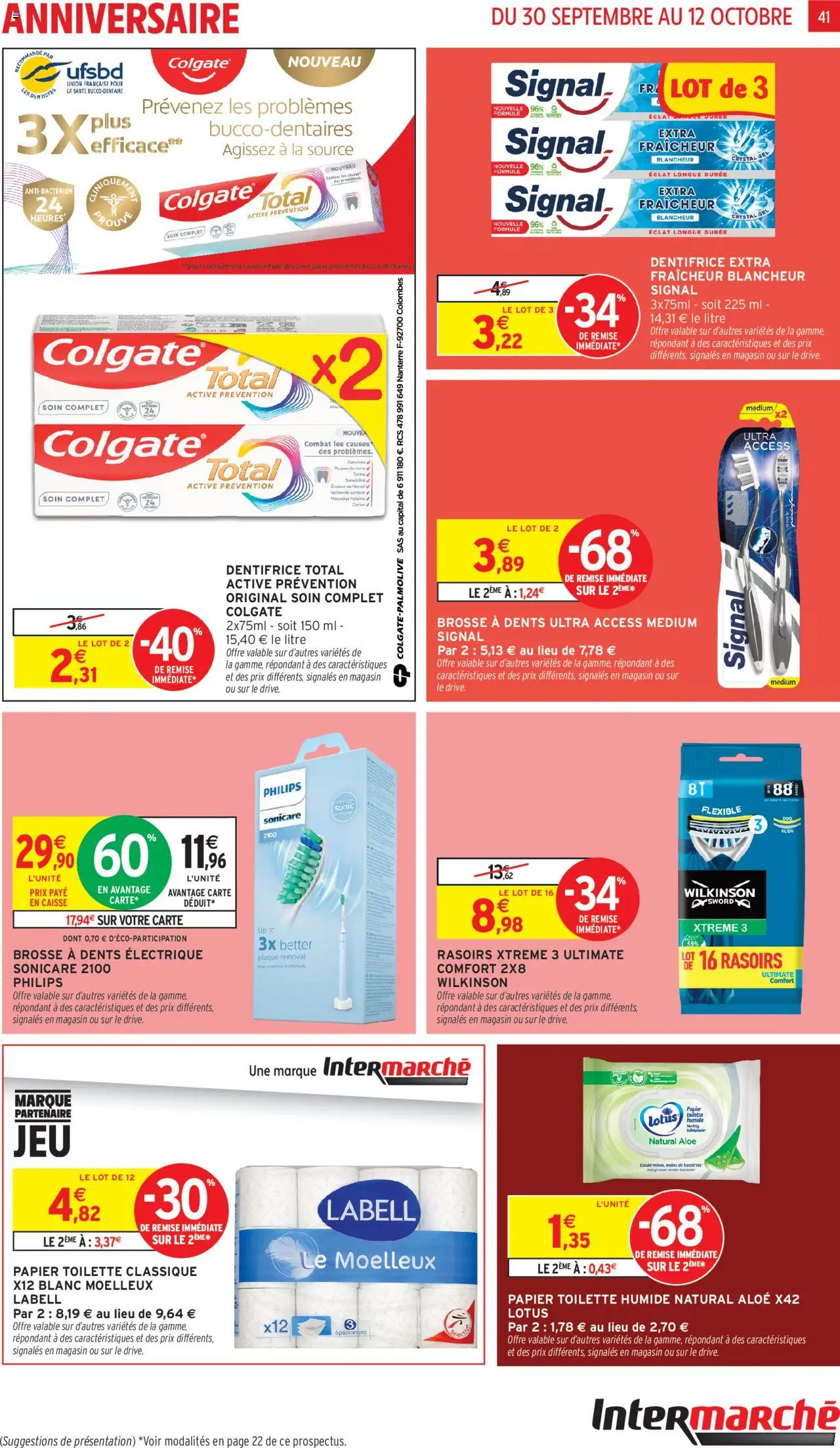  | Page: 41 | Produits: Papier toilette, Brosse, Dentifrice, Brosse à dents