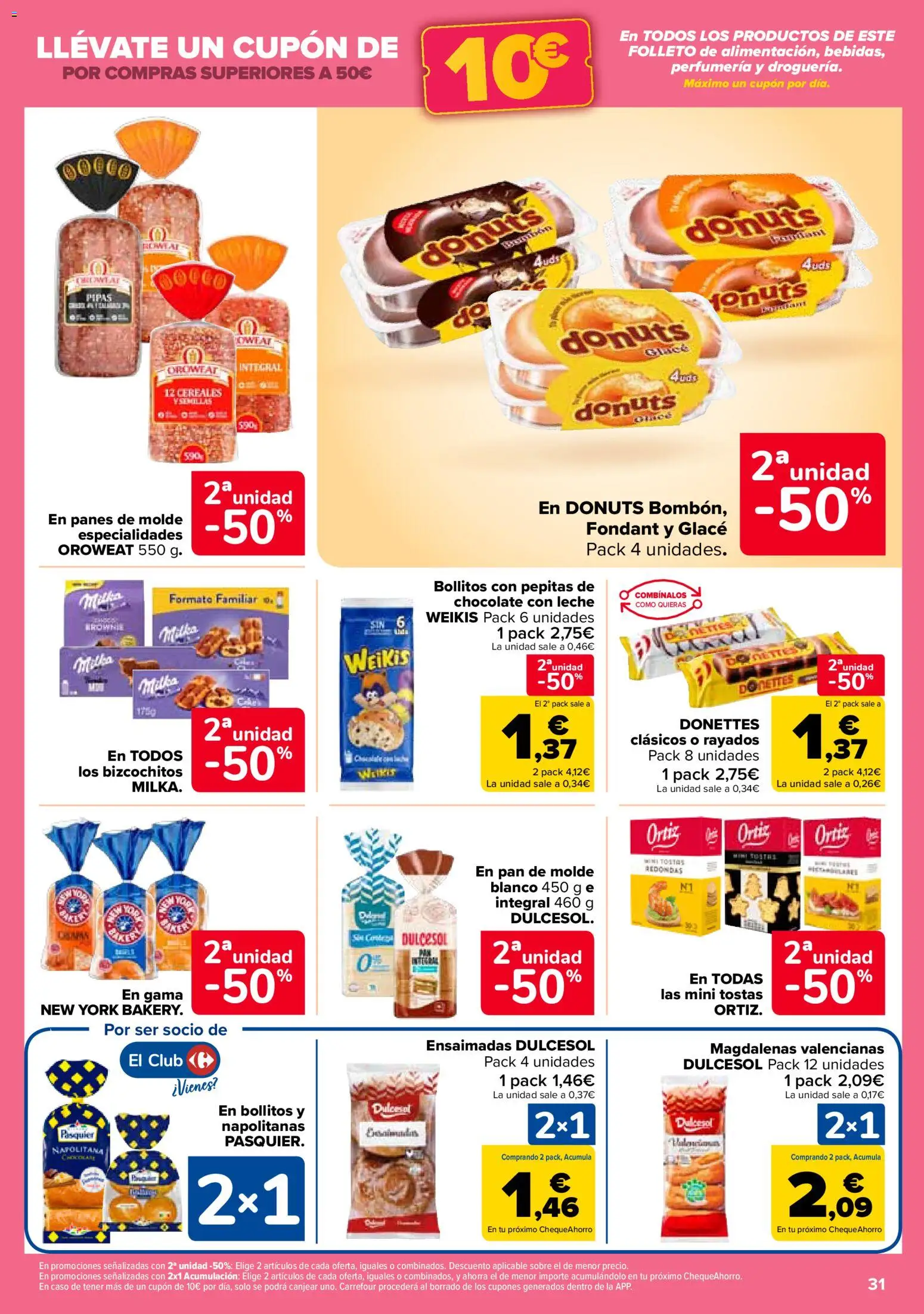 Carrefour folleto │ válido desde el 14.11.2025 | Página: 31 | Productos: Leche, Magdalenas, Chocolate con leche, Donuts