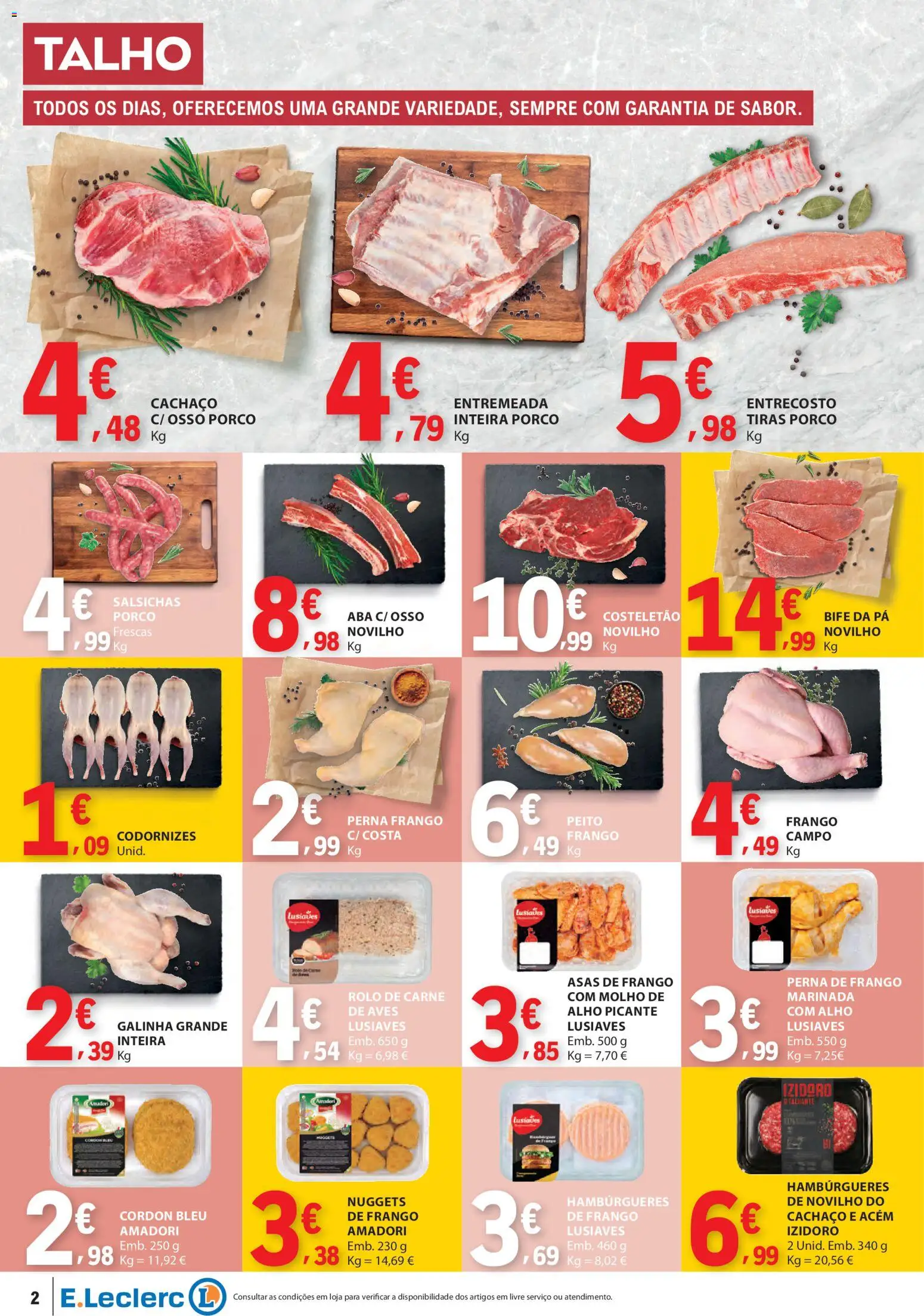 E.Leclerc folheto │ válido de 02.01.2026 | Página: 2 | Produtos: Asas de frango, Frango, Carne, Nuggets