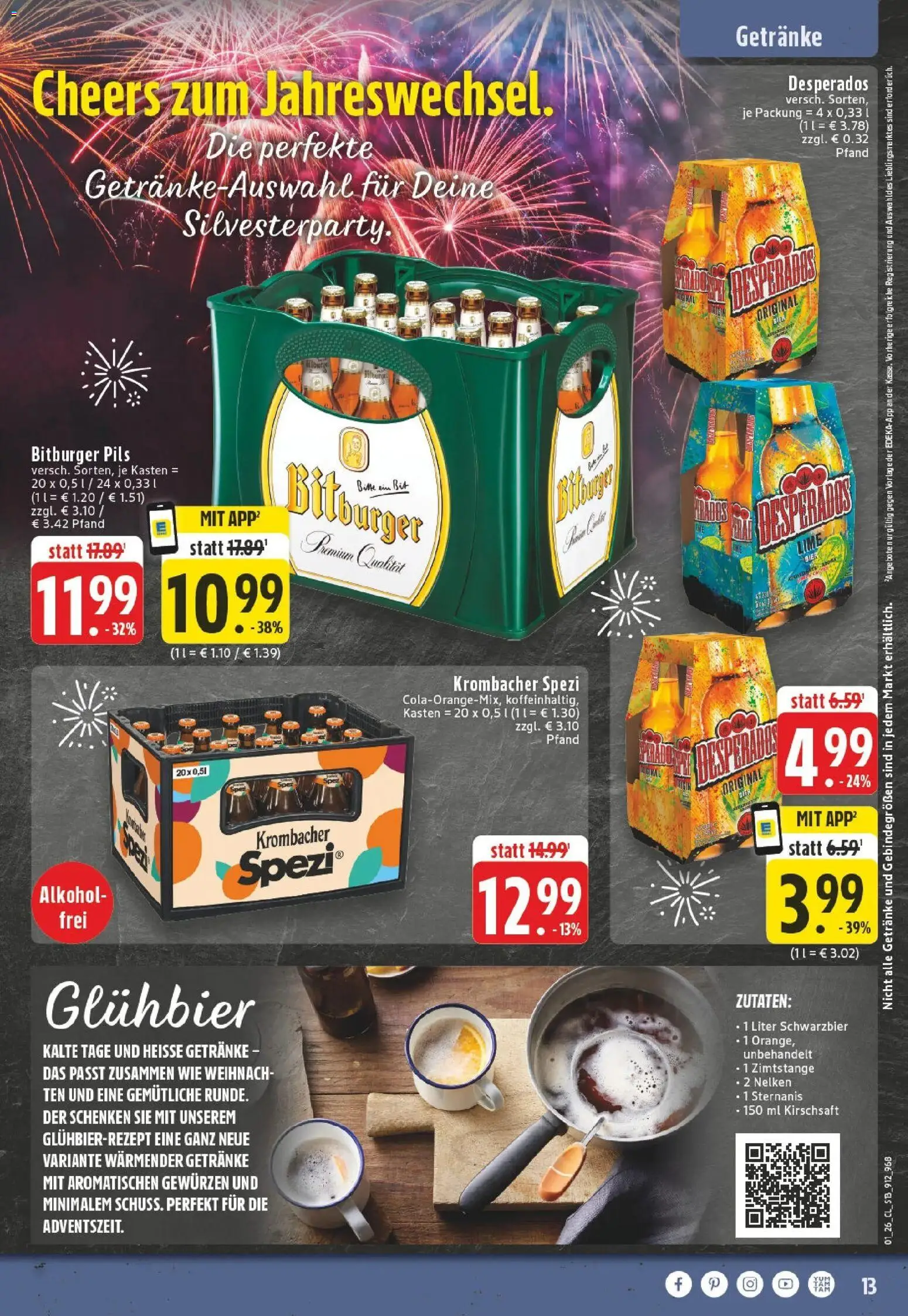 Edeka prospekt Beckum	 – gültig ab 28.12.2025 | Seite: 13 | Produkte: Bitburger, Pils, Desperados, Krombacher