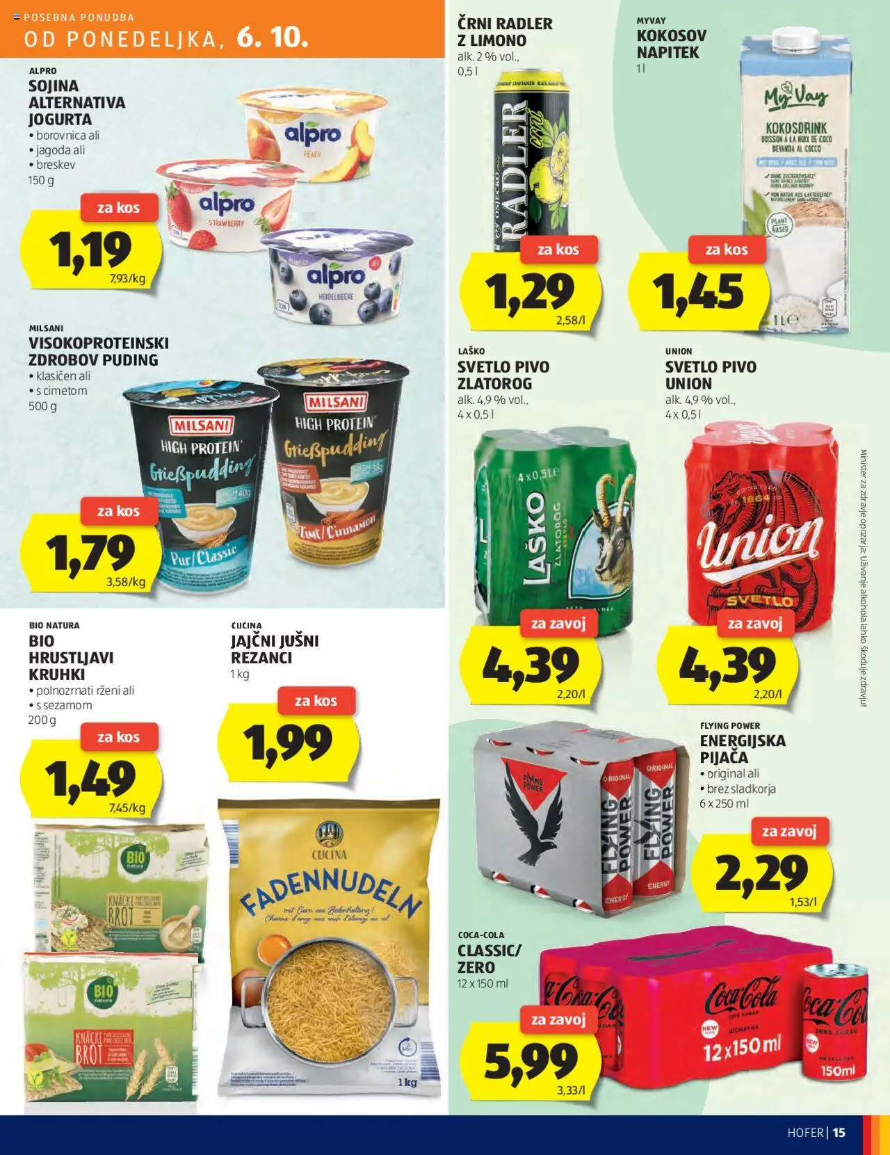 Novi Hofer katalog ponudbe – veljaven od 02.10.2025 | Stran: 15 | Izdelki: Rezanci, Puding, Kos, Breskev