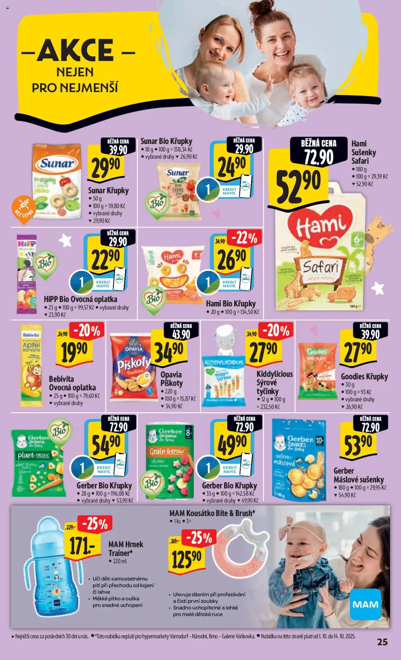 Albert leták - Hypermarket od 01.10.2025 | Strana: 34 | Produkty: Kiddylicious, Tyčinky, Křupky, Hipp